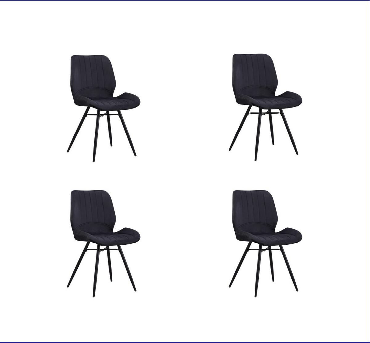 Stuhl-Set Barron Schwarz B: 47 cm - Schwarz, MODERN, Textil/Metall (47/82/55cm) - MID.YOU