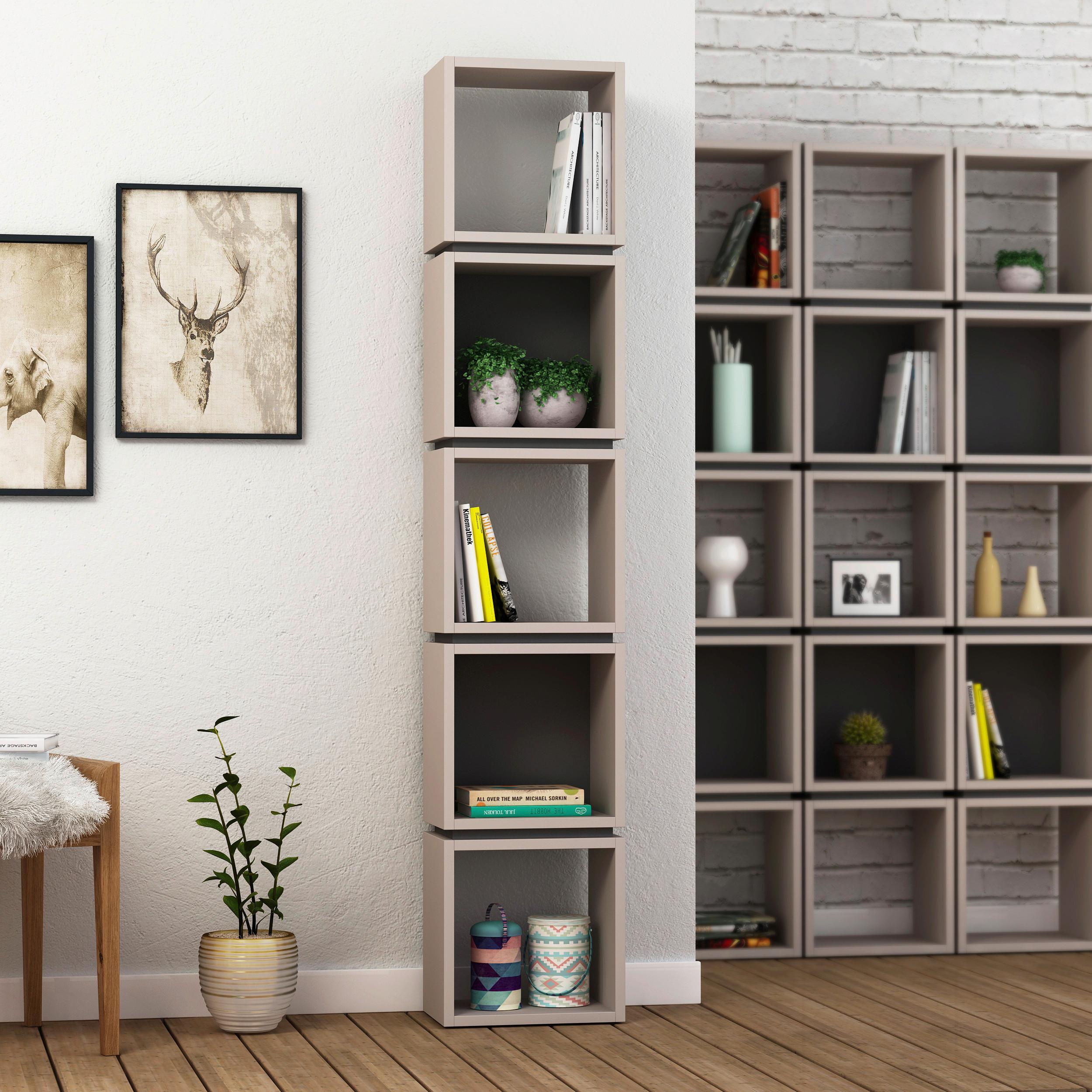 Bücherwand Multi - Beige, Design, Holzwerkstoff (32/167/22cm) - Livetastic