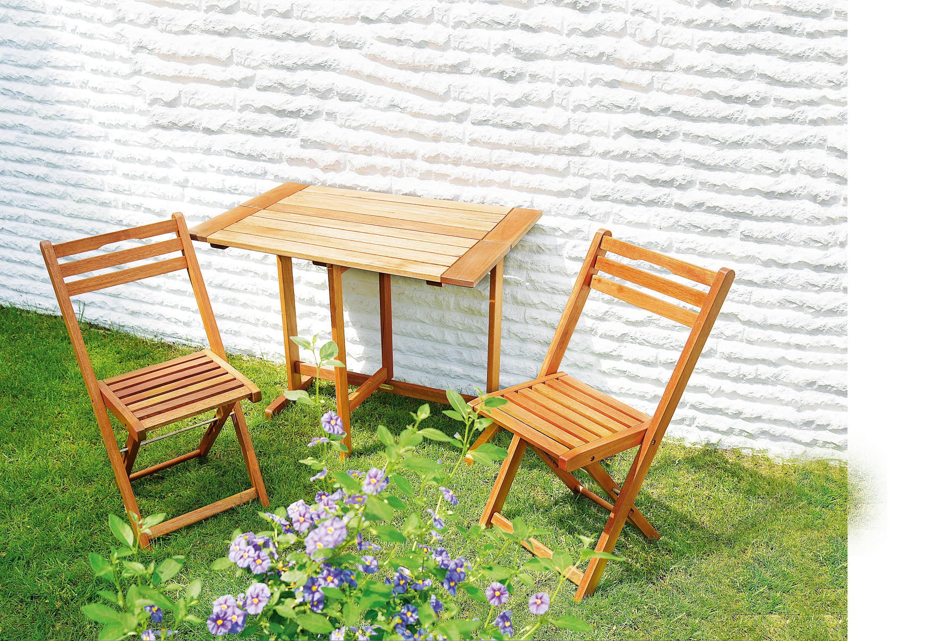 Gartentisch klappbar Porto Echtholz L: 90 cm - Naturfarben, KONVENTIONELL, Holz (90/72/60cm) - Gardenson