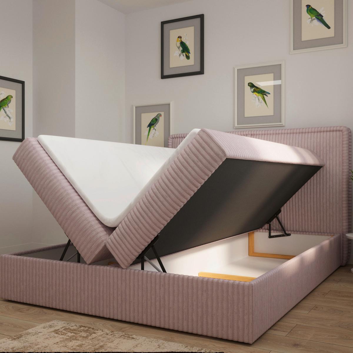 Boxbett Barcelona Lf: 180x200 Pink - Pink/Schwarz, MODERN, Holz/Kunststoff (180/200cm) - MID.YOU