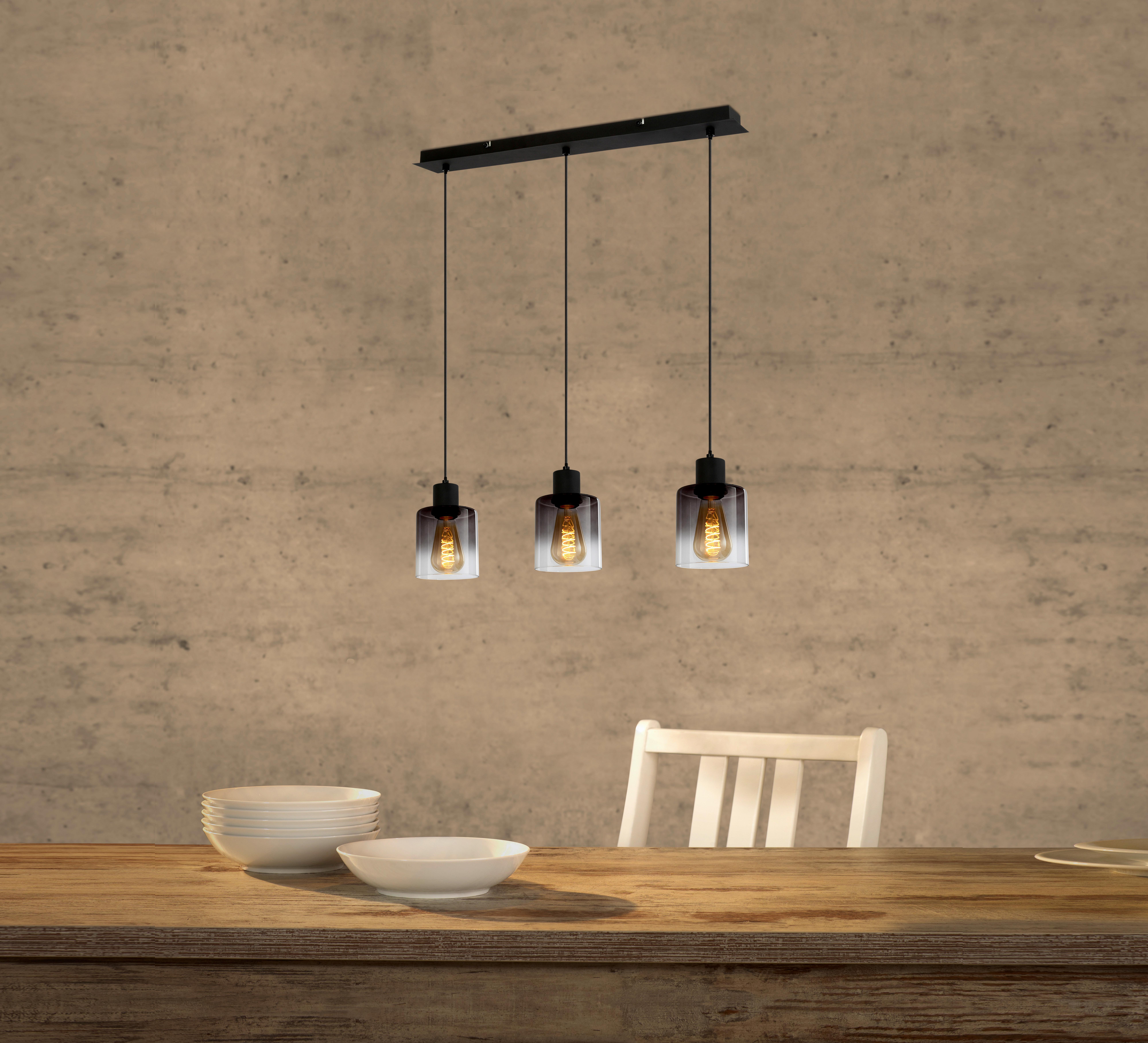 Hängeleuchte Medina H: 120 Cm 3-Flammig Mit Rauchglas - Multicolor, ROMANTIK / LANDHAUS, Glas/Metall (62/12/120cm) - James Wood