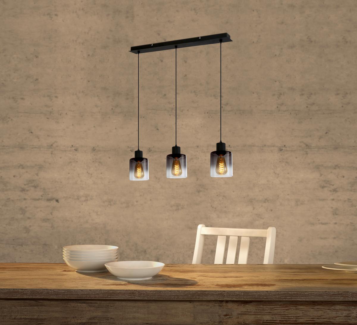 Hängeleuchte Medina H: 120 Cm 3-Flammig Mit Rauchglas - Multicolor, ROMANTIK / LANDHAUS, Glas/Metall (62/12/120cm) - James Wood