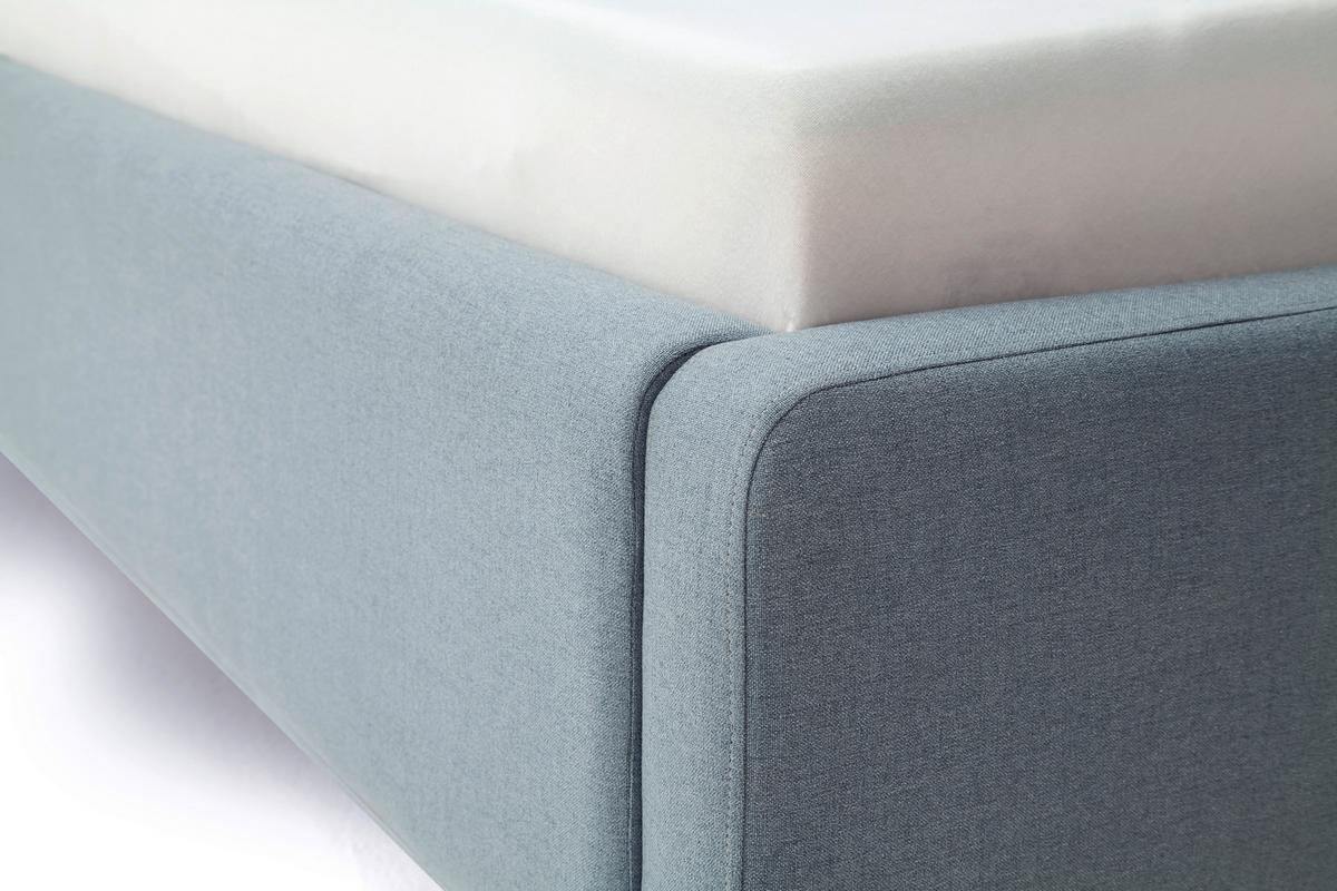 Polsterbett Mattis 140x200cm Blau, inkl. Bettkasten - Blau/Eichefarben, Design, Holz/Textil (140/200cm) - Livetastic