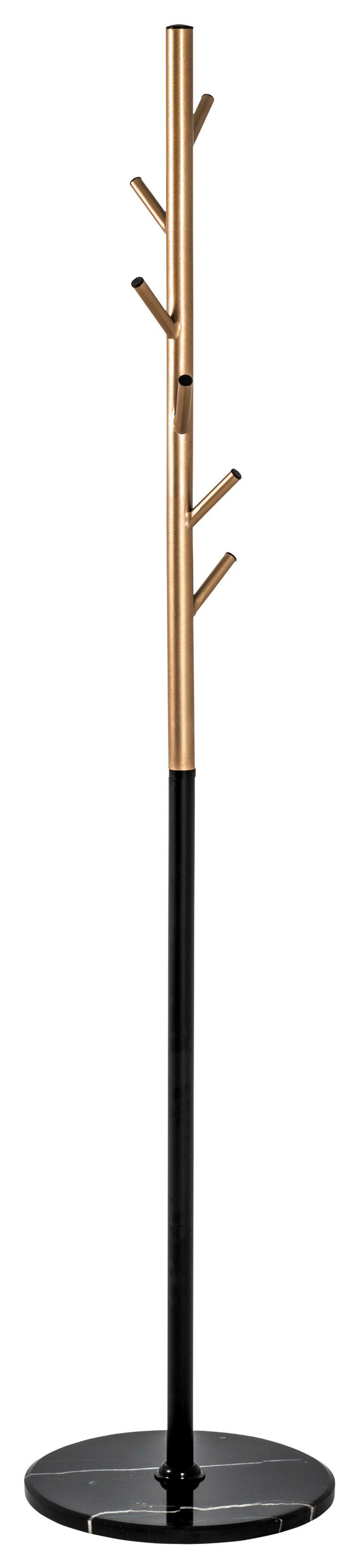 ŠATNÍ STOJAN JANA - černá/barvy zlata, Design, kov/kámen (37/173/37cm)