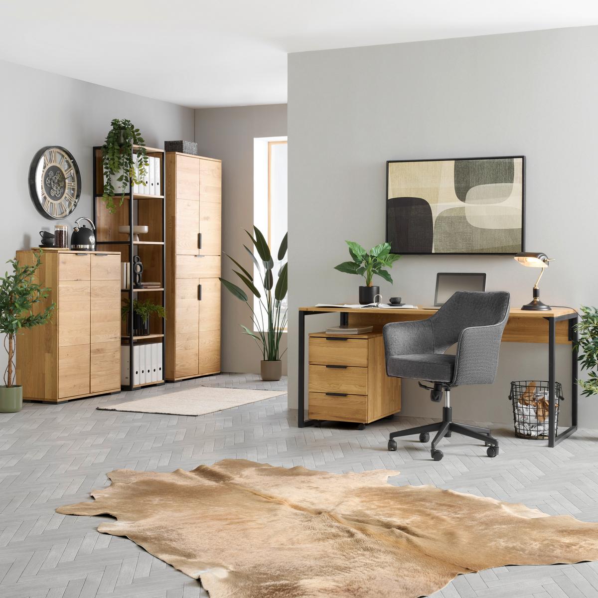 Otočná židle VALLETTA - černá/antracitová, Konvenční, kov/textil (63/82-88/61cm) - Premium Living