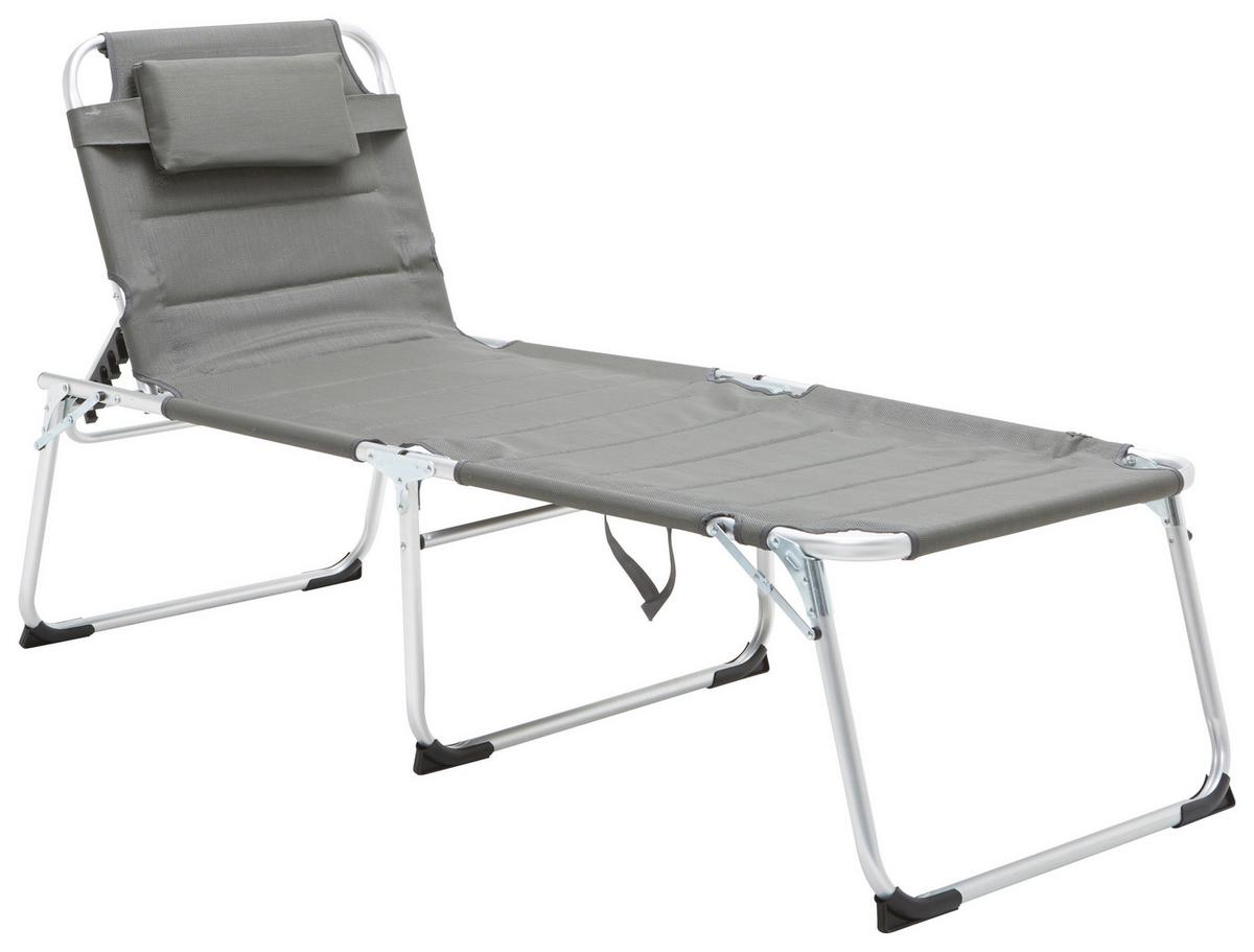 Sonnenliege Klenia Aluminium, Textil mit Kissen - Grau, MODERN, Textil/Metall (70/45/95/200cm) - Ondega