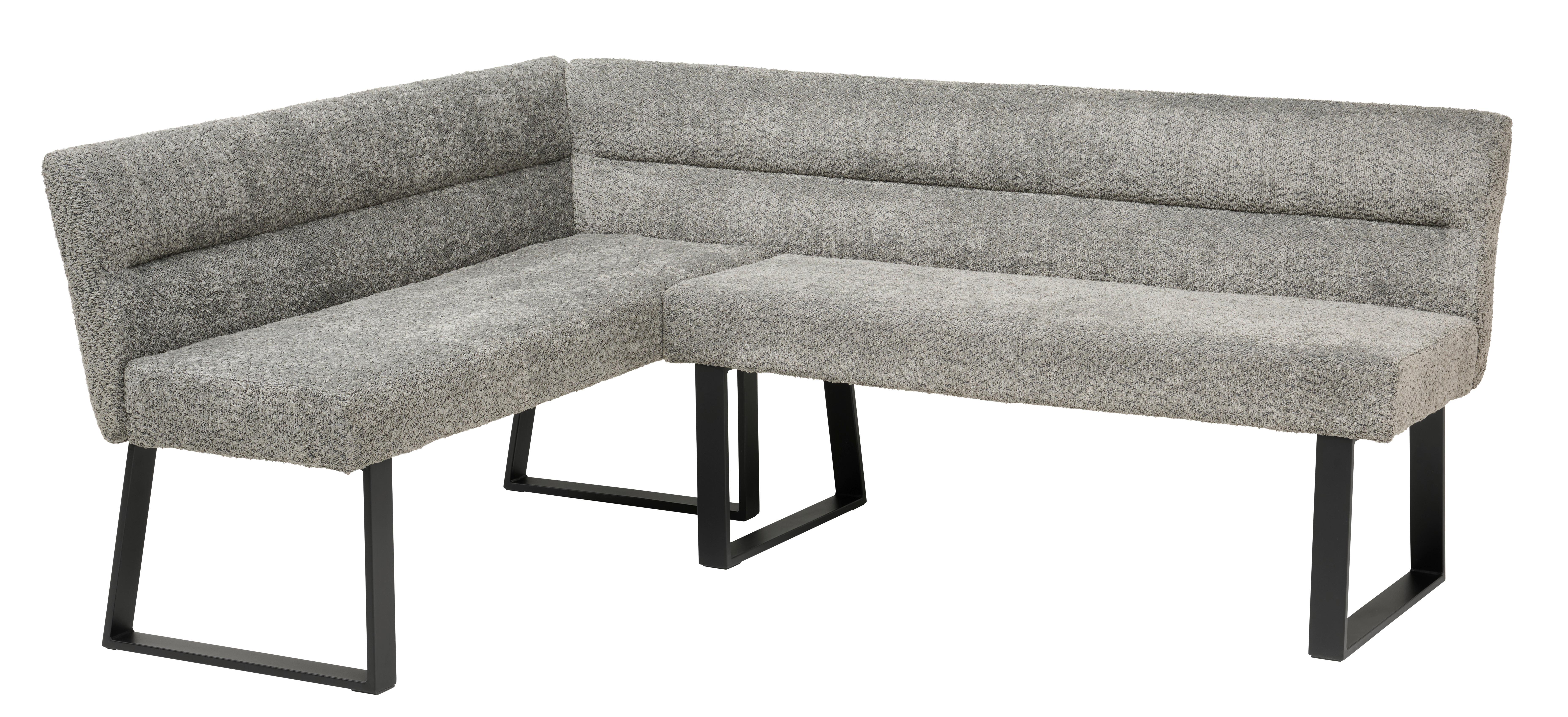 Eckbank Kea Grau, S. 150x190cm - Schwarz/Grau, KONVENTIONELL, Textil/Metall (150/190cm) - MID.YOU