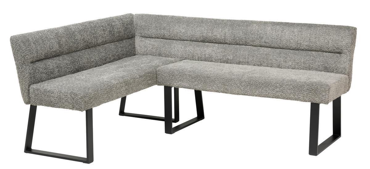 Eckbank Kea Grau, S. 150x190cm - Schwarz/Grau, KONVENTIONELL, Textil/Metall (150/190cm) - MID.YOU