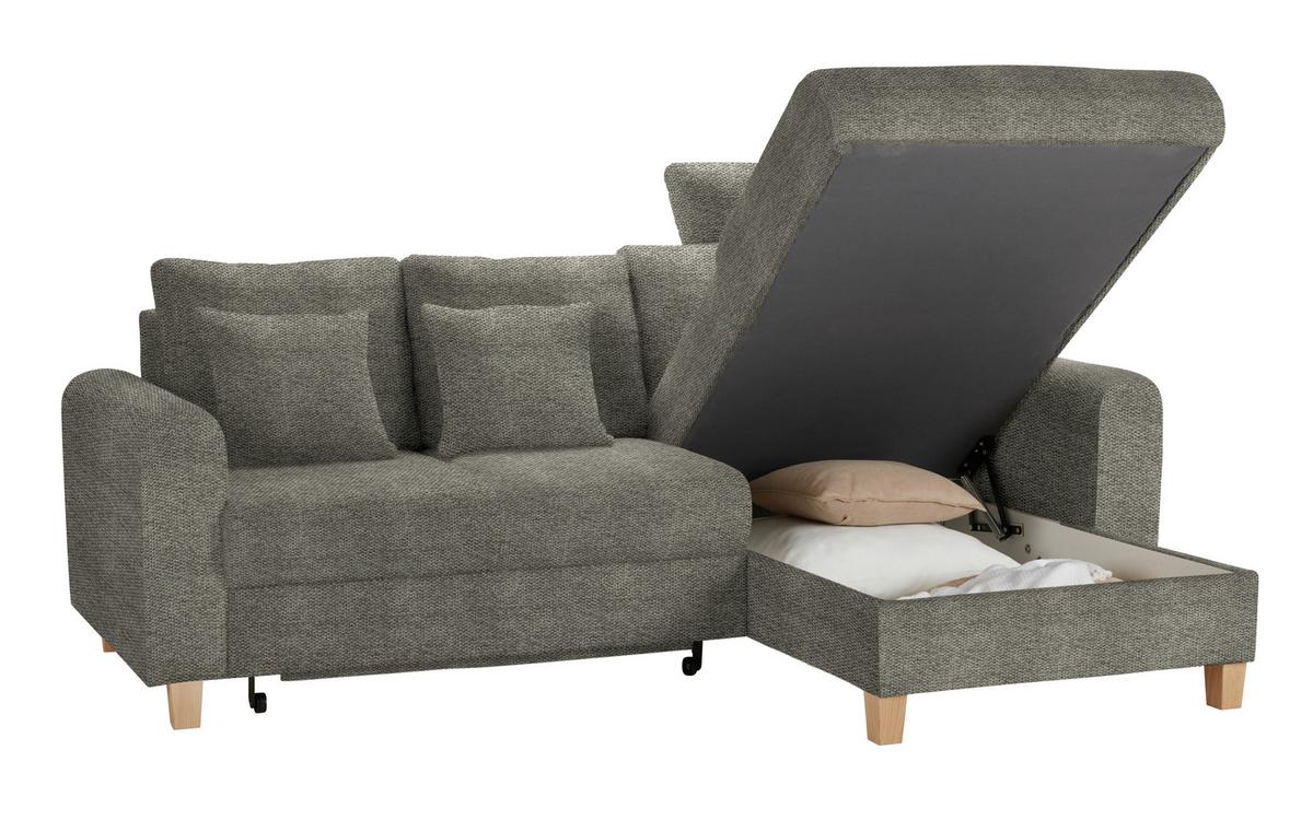 Rohová sedačka LILLE, oboustr., šedohnedý velur - světle hnědá/šedohnědá, Moderní, dřevo/textil (232/110/156cm) - Mömax
