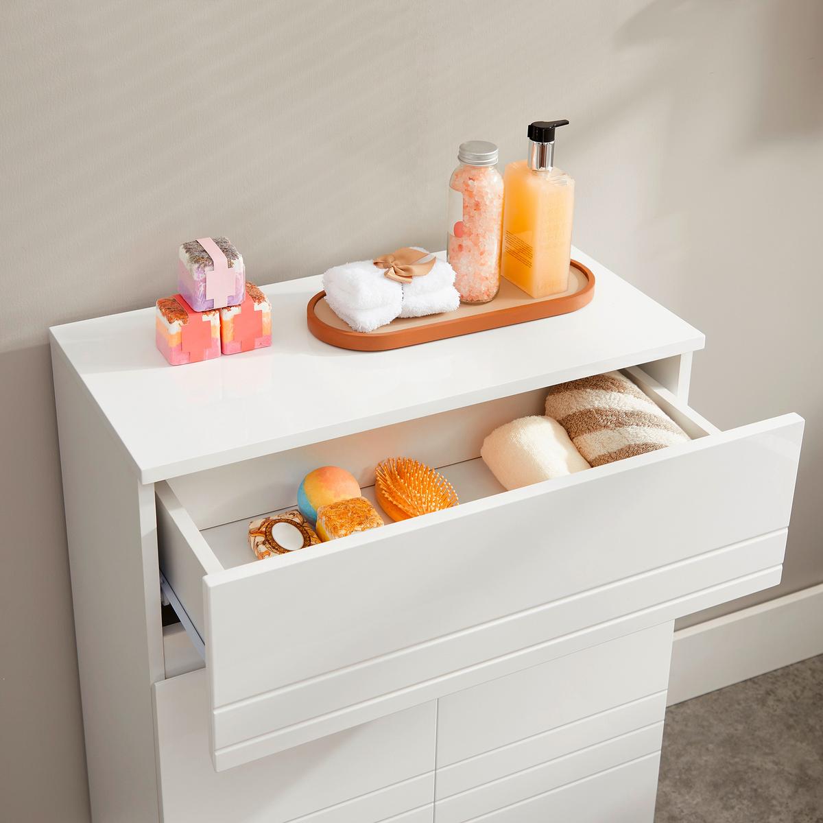 Midischrank Bbk140w01 - Silberfarben/Weiß, Trend, Holzwerkstoff (60/80/30cm) - MID.YOU