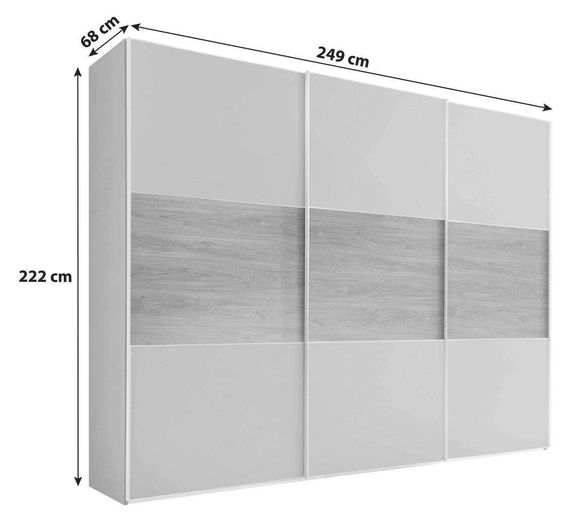Schwebetürenschrank B: 249 Cm Includo, Weiß/artisan Eiche - Eiche Artisan/Weiß, Design (249/222/68cm) - MID.YOU