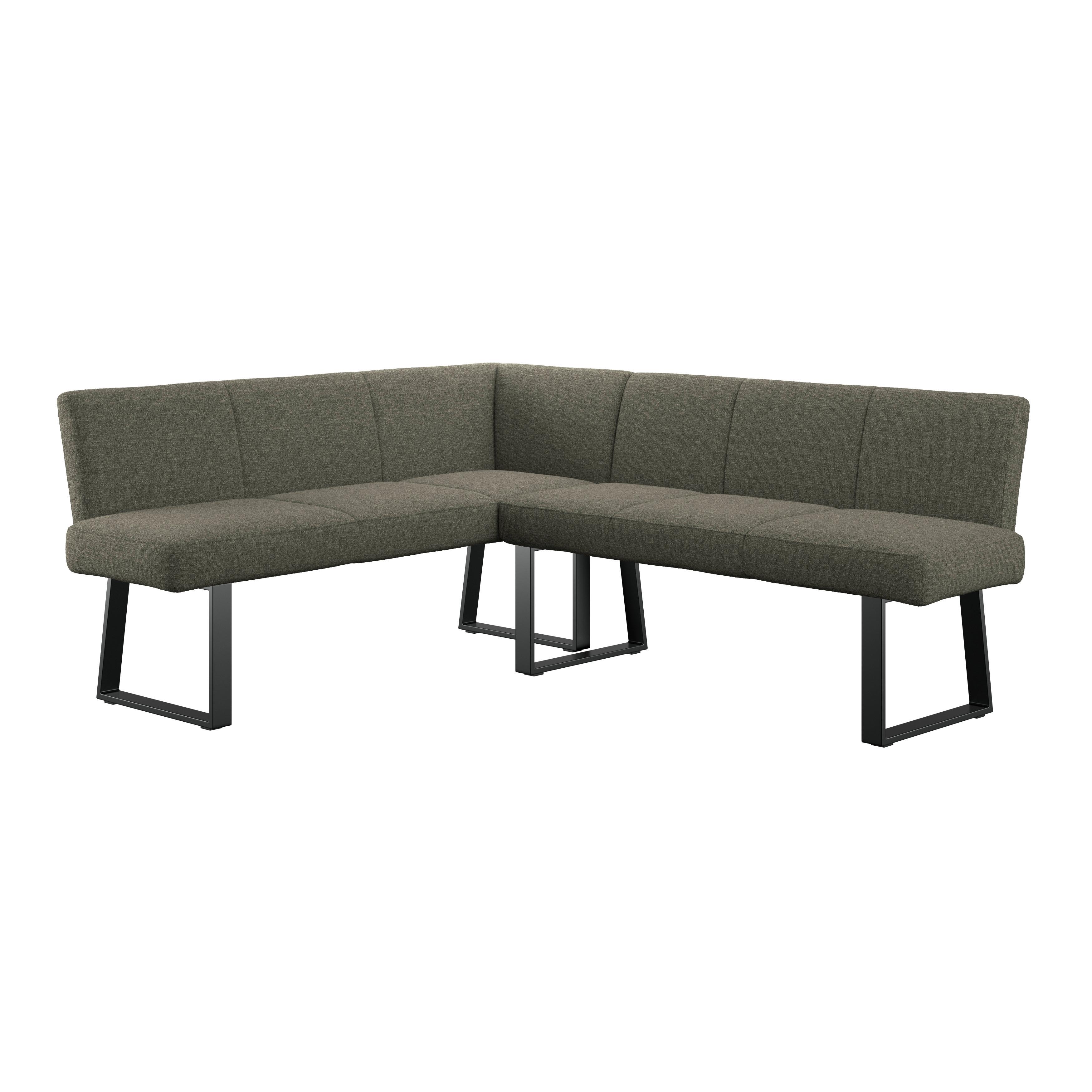 Eckbank Grün Metallbeine Leinenoptik Terri 162x202 cm - Schwarz/Grün, MODERN, Textil/Metall (162/202cm) - MID.YOU