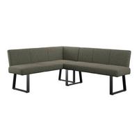 Eckbank Grün Metallbeine Leinenoptik Terri 162x202 cm - Schwarz/Grün, MODERN, Textil/Metall (162/202cm) - MID.YOU