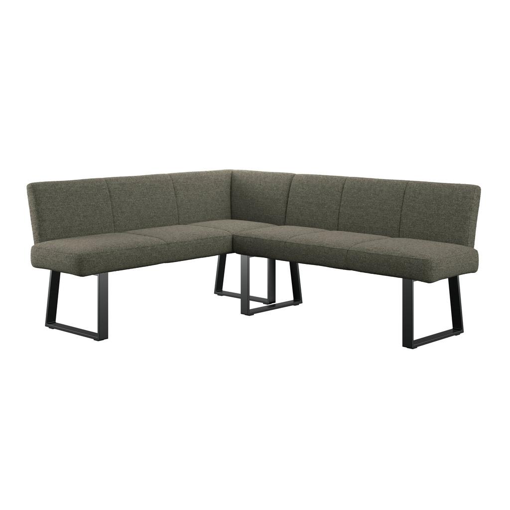 Eckbank Grün Metallbeine Leinenoptik Terri 162x202 cm