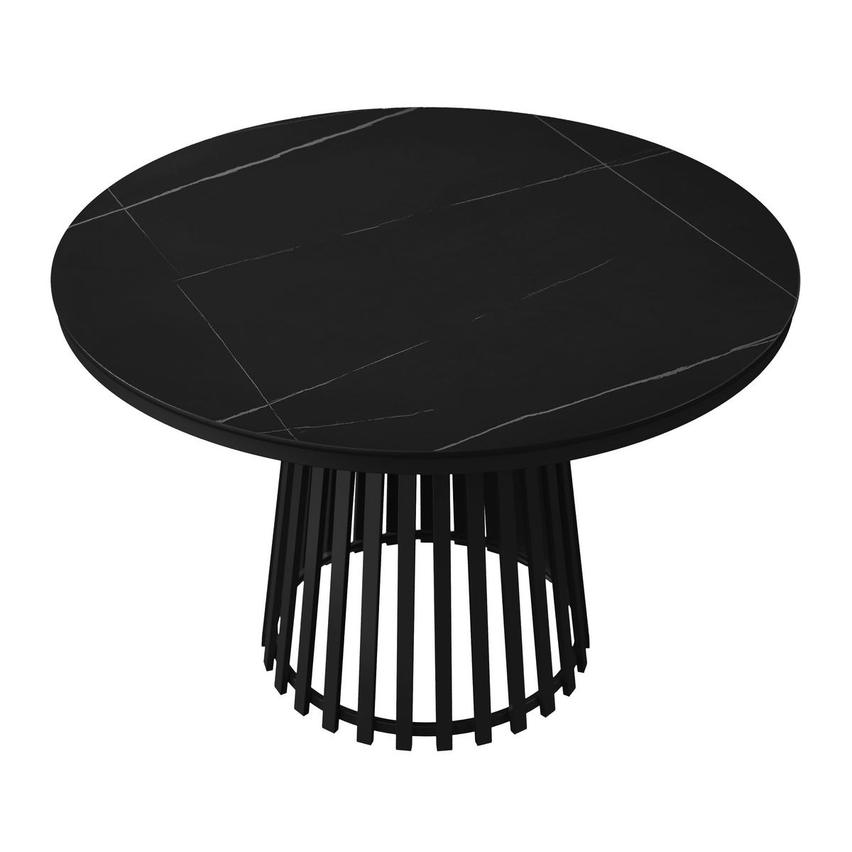 Jedálenský stôl Pela, P: 110 cm - čierna, Modern, kov/kompozitné drevo (110/110/75cm) - Bessagi Home