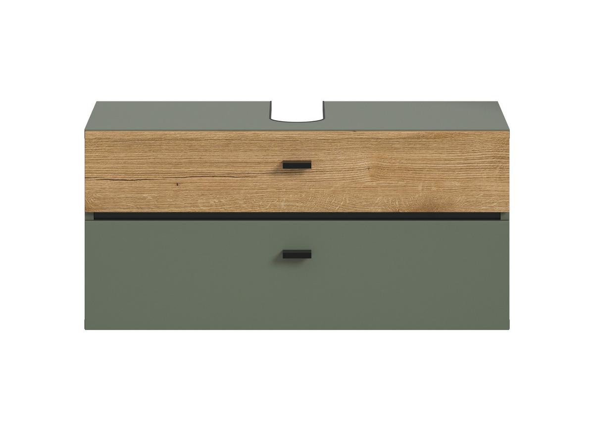 Waschbeckenunterschrank Aqua Grün/Eichefarben B: 75cm - Eichefarben/Grün, Trend, Holzwerkstoff (75/35/35cm) - MID.YOU