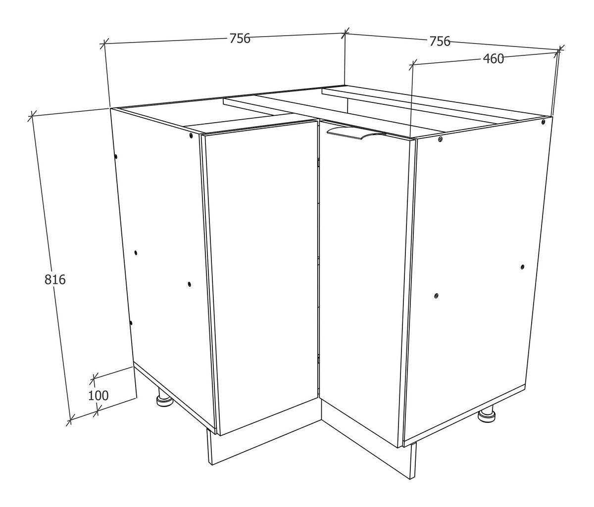 Eckunterschrank Fasola Honigeiche/Weiß B: 76 cm - Honigeiche/Weiß, Trend, Holzwerkstoff/Kunststoff (76/93/76cm) - MID.YOU