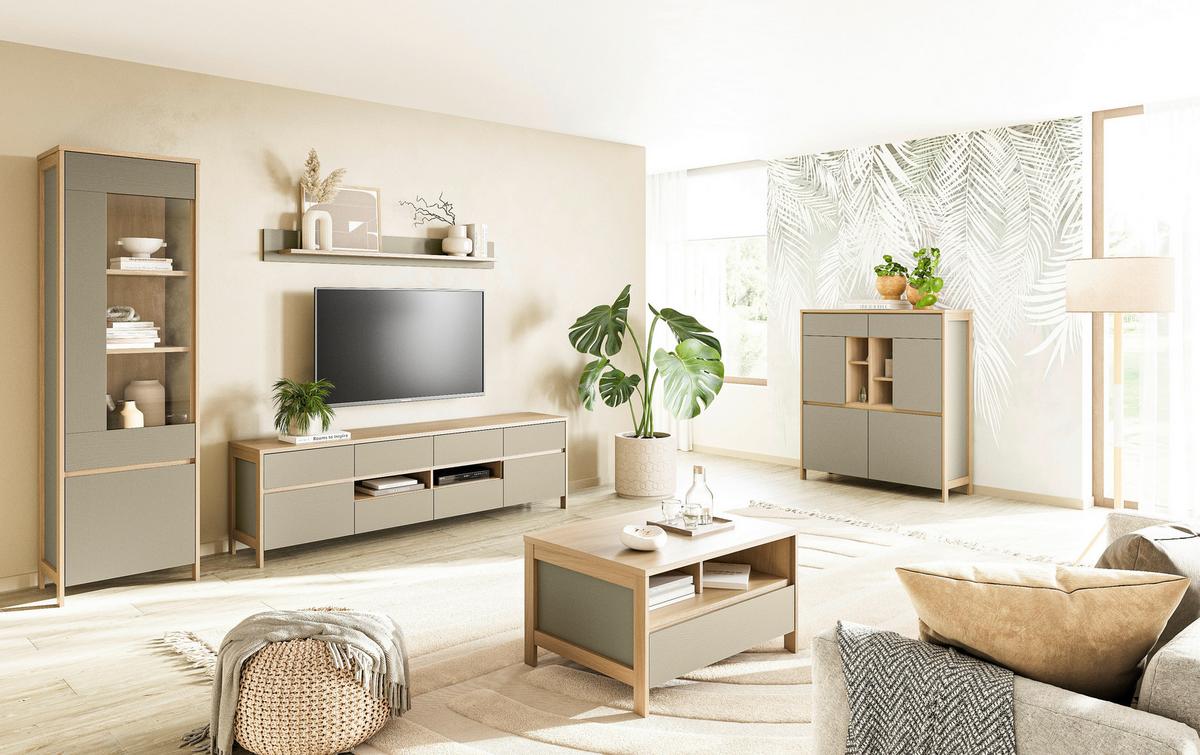 Sideboard Stranda Eukalyptus/Holzfarben B: 111cm - Eukalyptusholzfarben/Eichefarben, Design, Holzwerkstoff (111/125/39cm) - MID.YOU