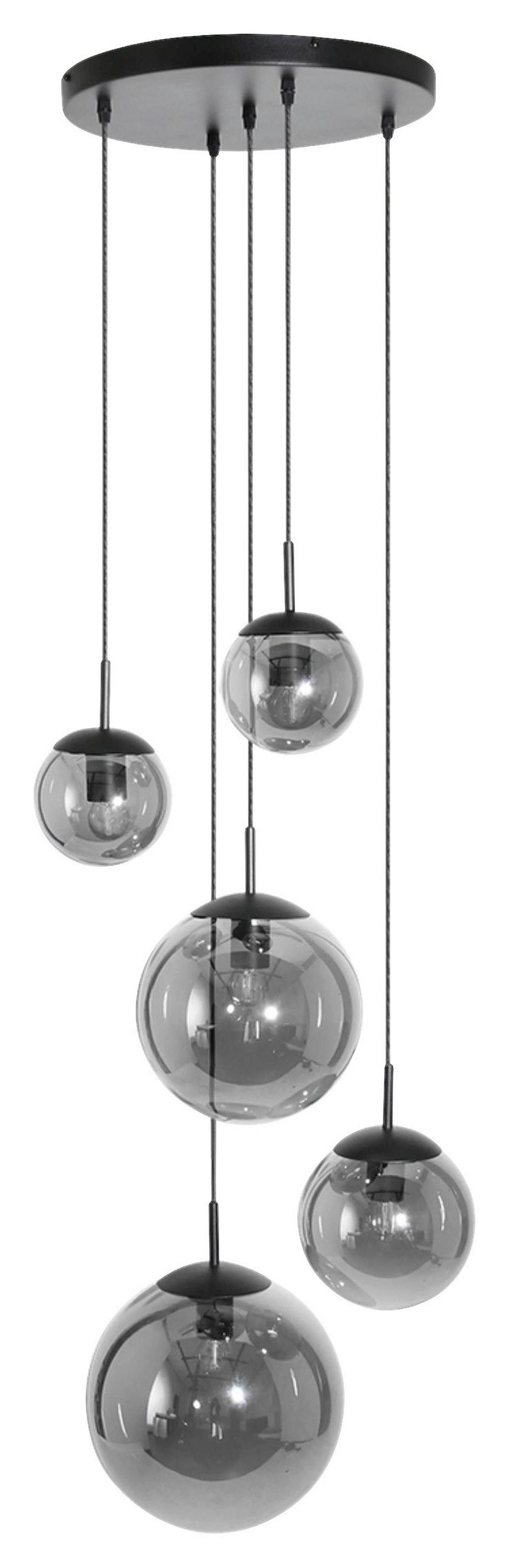 Deckenleuchte Bollique - Schwarz, Trend, Glas/Metall (60/115-373/60cm)