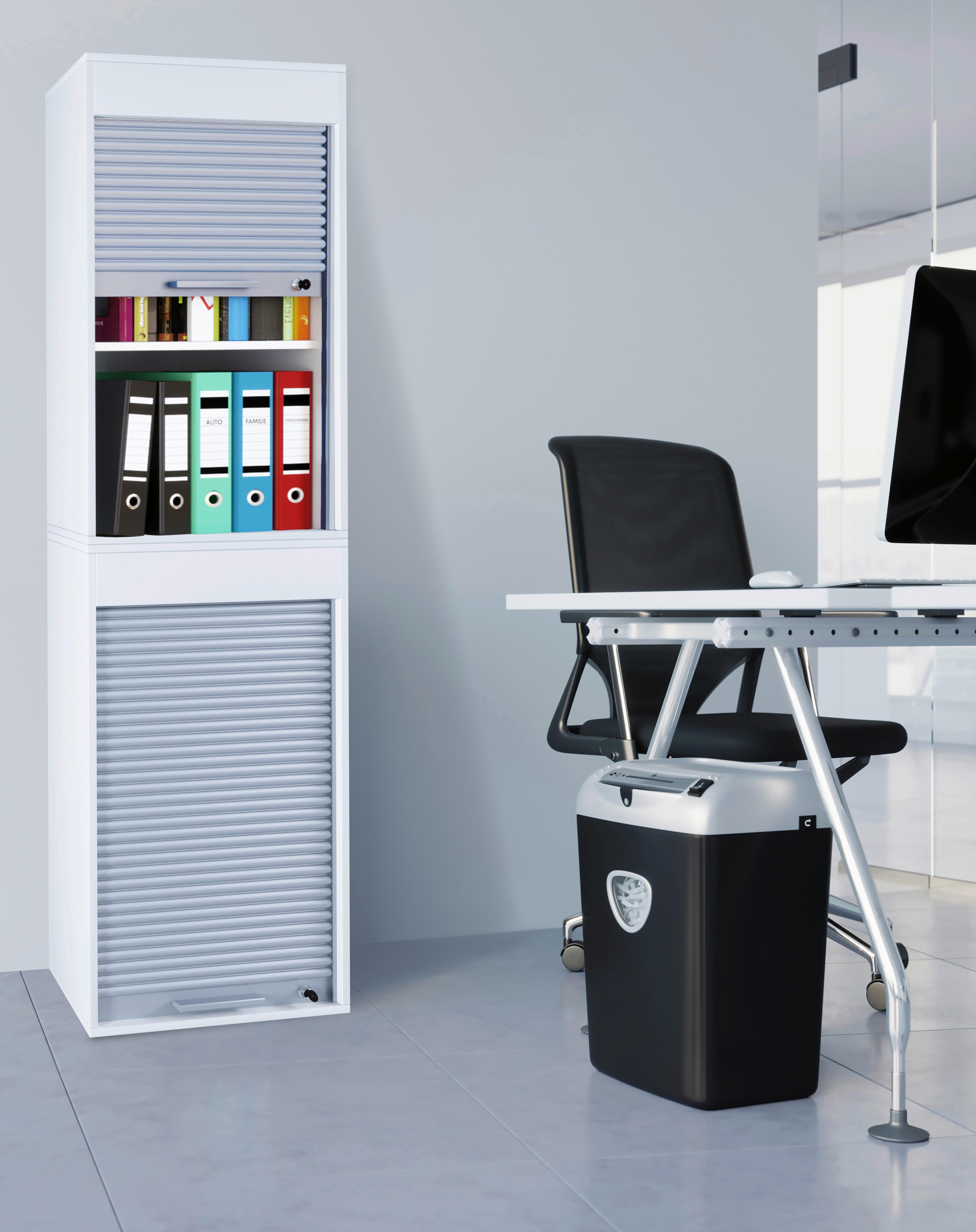 Aktenschrank Aktos XL Weiß/Grau B: 50 cm - Weiß/Grau, MODERN, Holzwerkstoff/Kunststoff (50/186/40cm) - MID.YOU
