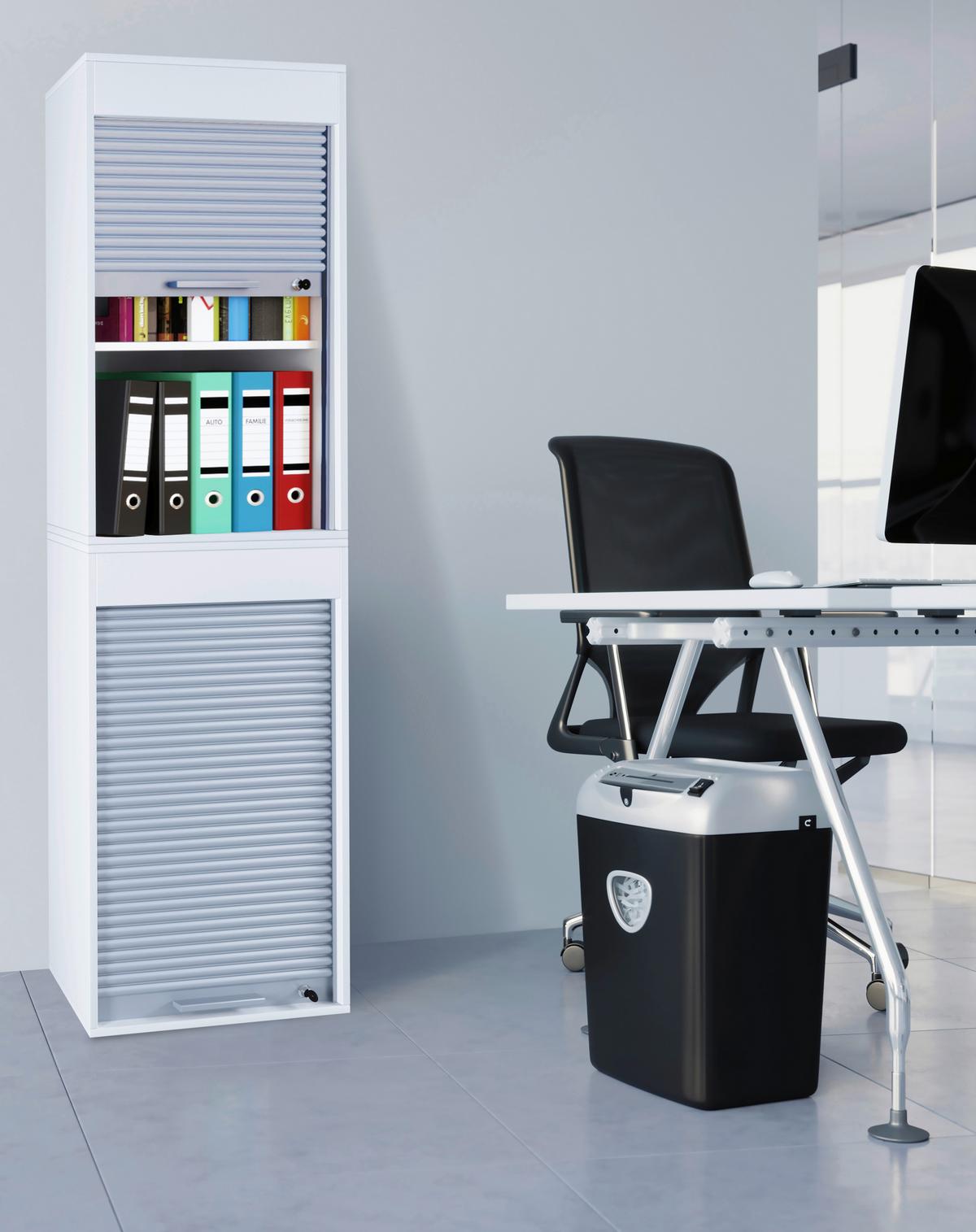 Aktenschrank Aktos XL Weiß/Grau B: 50 cm - Weiß/Grau, MODERN, Holzwerkstoff/Kunststoff (50/186/40cm) - MID.YOU