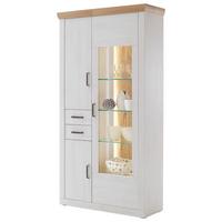 Vitrine Madrid B: 106 cm Eichefarben/Pinienfarben - Eichefarben/Schwarz, Design, Glas/Holzwerkstoff (106/205/40cm) - MID.YOU