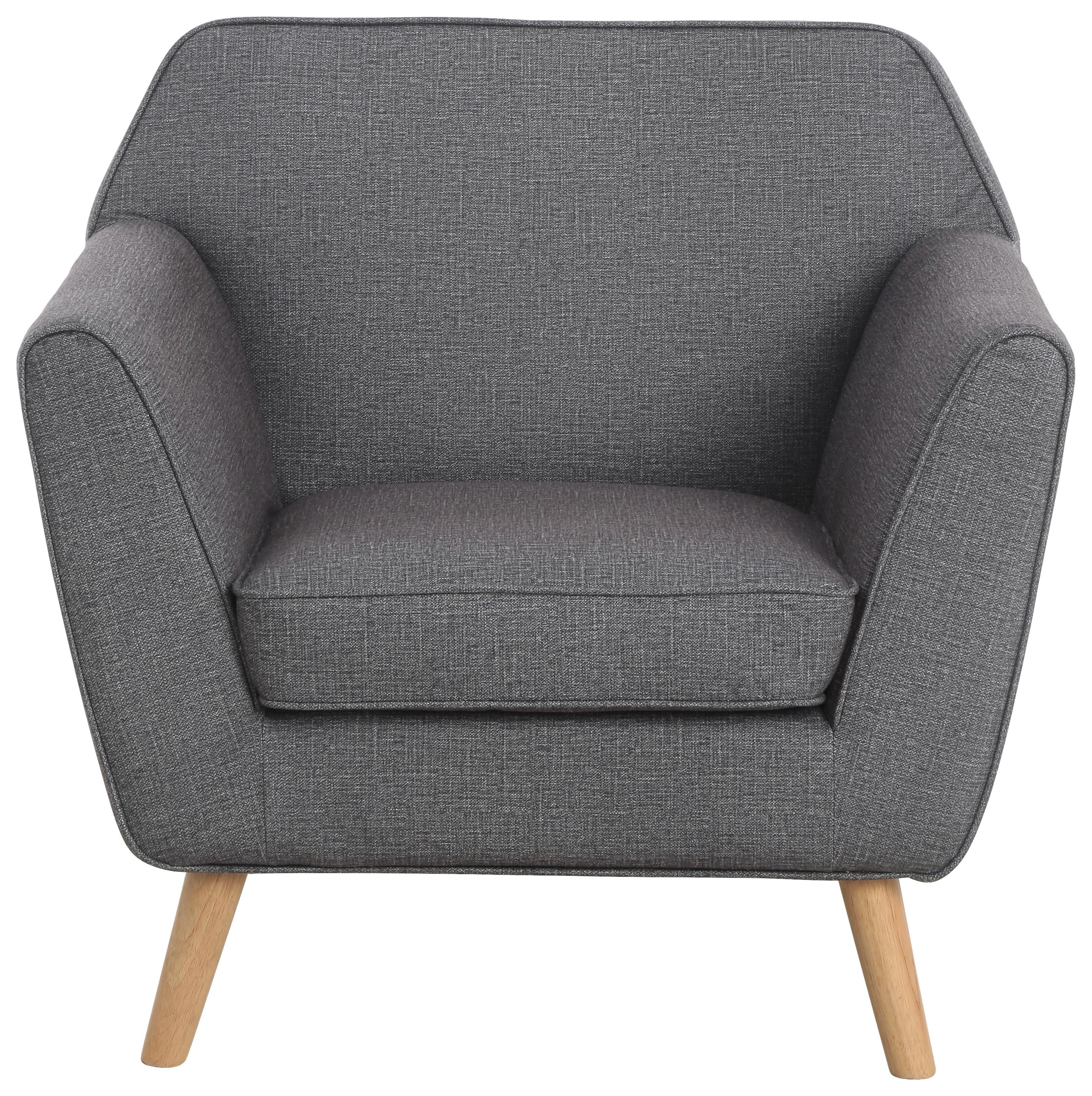 SESSEL LARA - Dunkelgrau/Naturfarben, KONVENTIONELL, Holz/Textil (88,5/83/79cm) - P & B