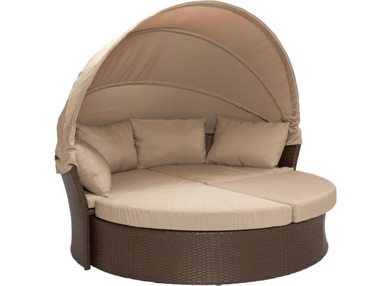 Gartenmuschel Benita aus Polyrattan mit Dach, Kissen - Beige/Braun, MODERN, Kunststoff/Textil (200/74/184cm) - Luca Bessoni Gartenmuschel Benita aus Polyrattan mit Dach, Kissen - Beige/Braun, MODERN, Kunststoff/Textil (200/74/184cm) - Luca Bessoni