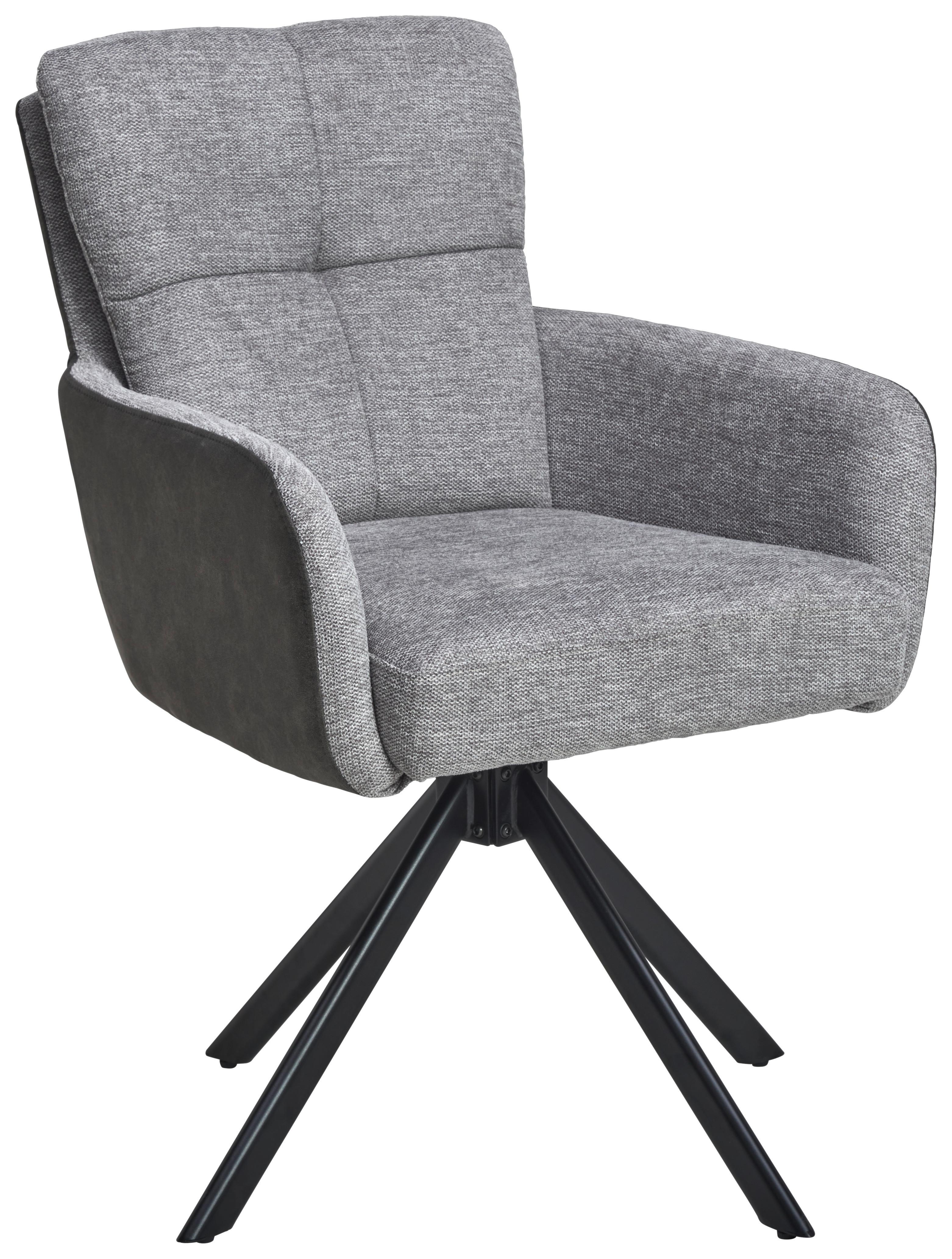 Armlehnstuhl Janet - Schwarz/Grau, LIFESTYLE, Holz/Textil (60/88/67cm) - MID.YOU