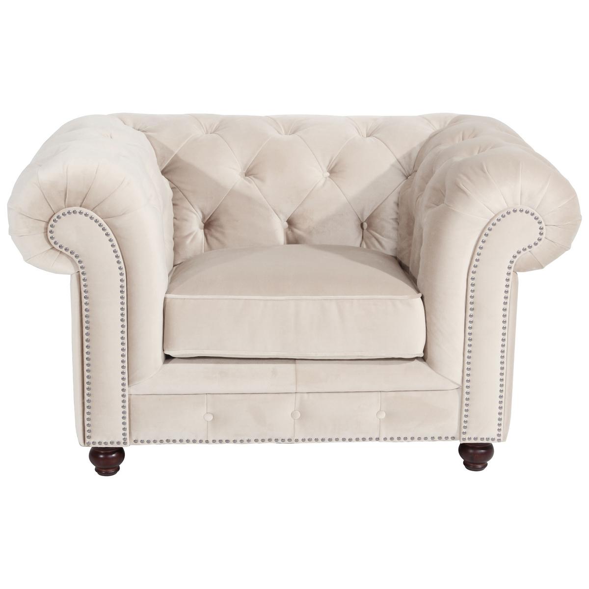 CHESTERFIELD-SESSEL ORLEANS - Nussbaumfarben/Creme, Design, Textil (135/77/100cm) - Max Winzer