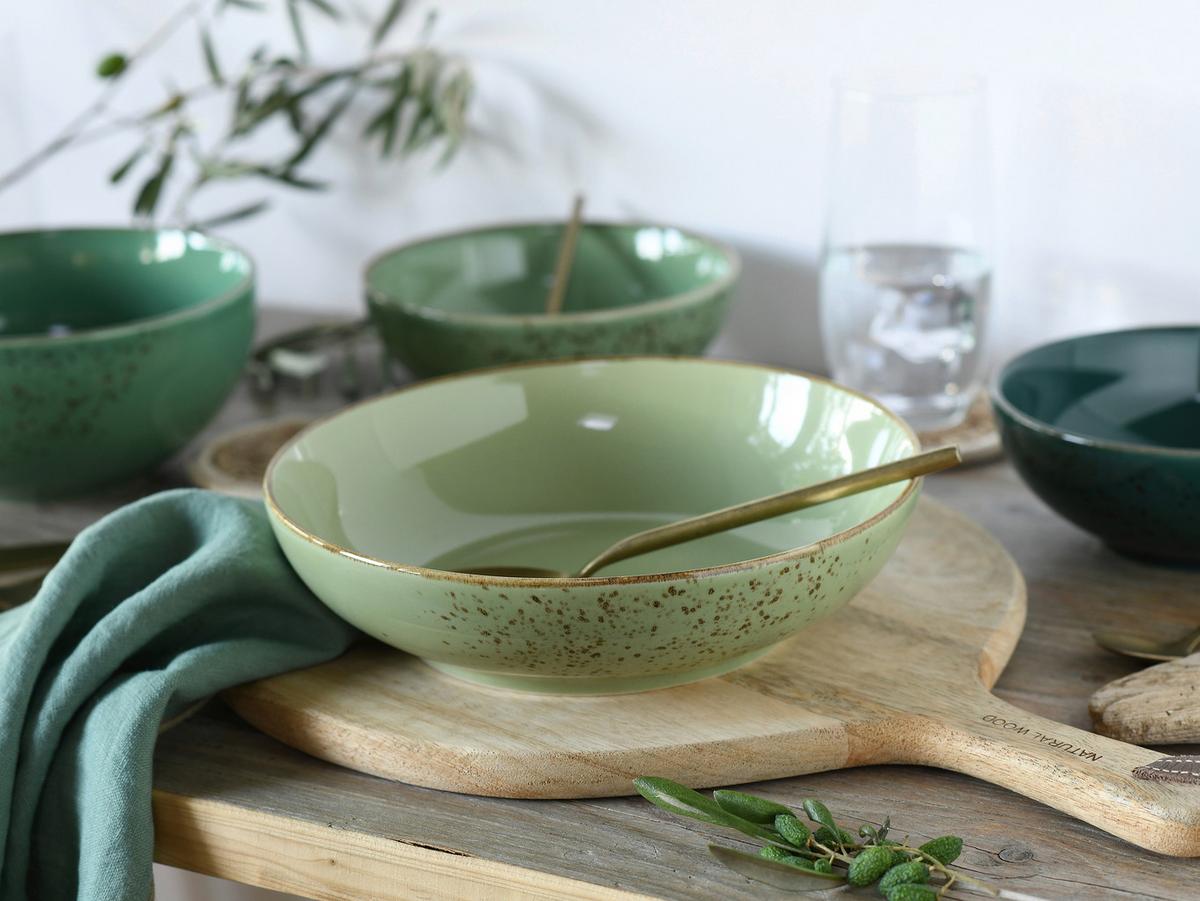 Schüsselset Nature Grün 12-teilig - Grün, Basics, Keramik - Creatable