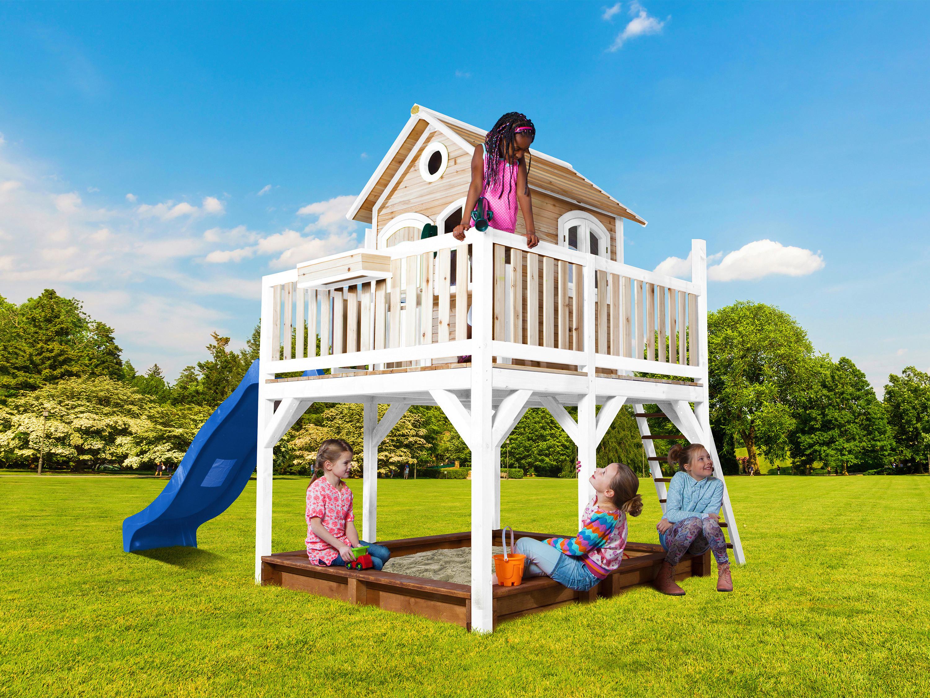 Spielturm A030.151.31 - Blau/Braun, KONVENTIONELL, Holz (377/291/255cm) - Ambia Garden