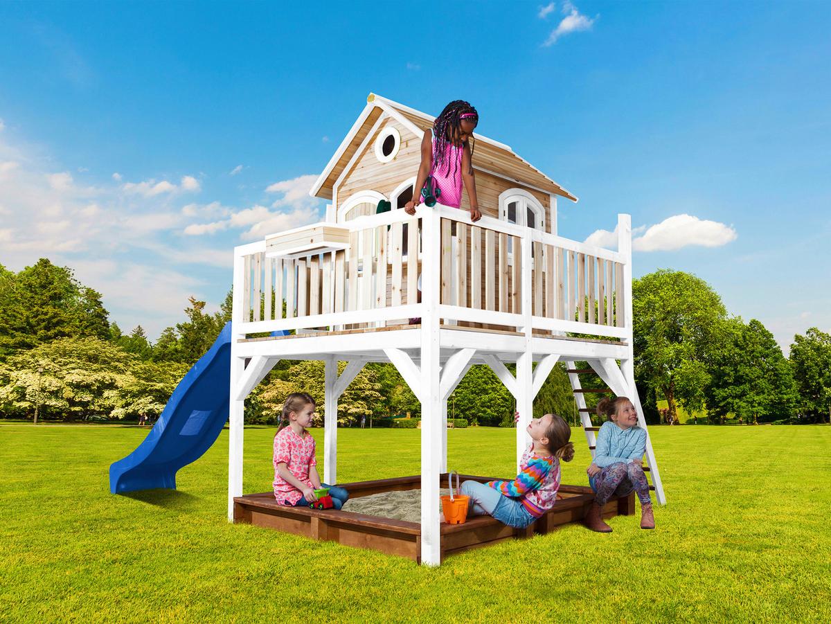 Spielturm A030.151.31 - Blau/Braun, KONVENTIONELL, Holz (377/291/255cm) - Ambia Garden
