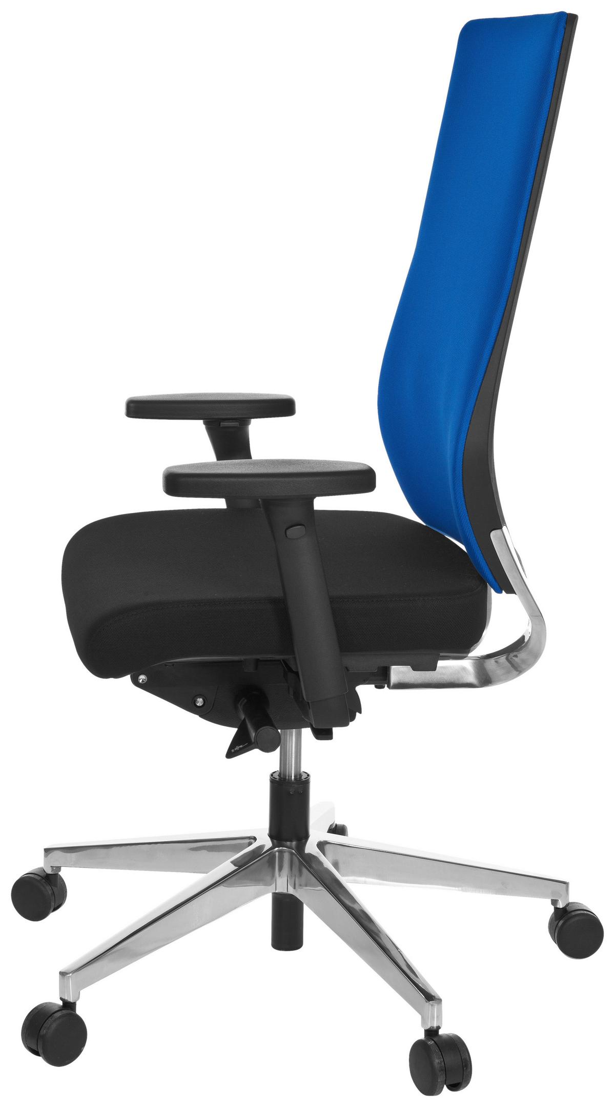Bürostuhl in Schwarz und Blau mit Lordosenstütze