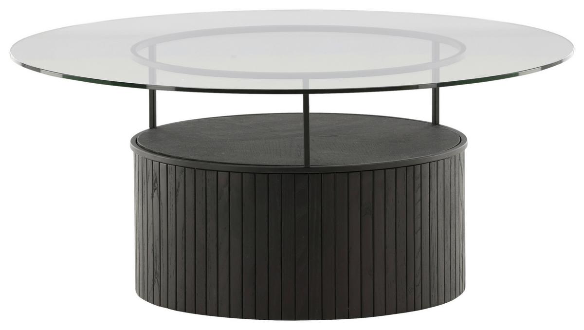 Couchtisch Bovall - Klar/Schwarz, Design, Glas/Holz (90/90/40cm) - Livetastic