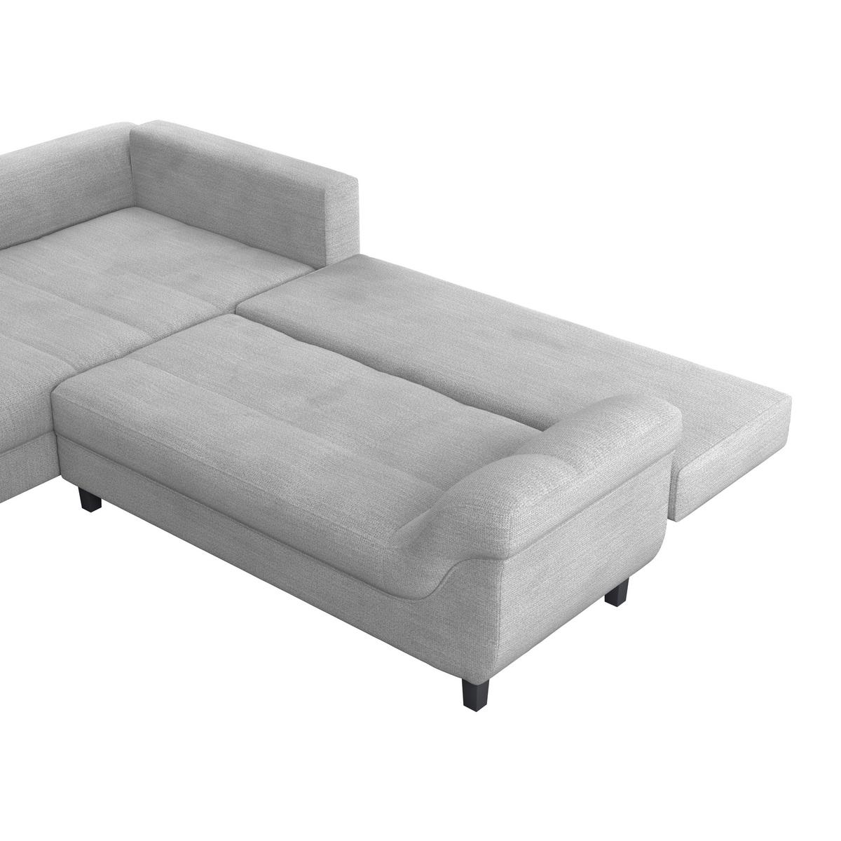 Ecksofa mit Schlaffunktion Mendoza New Chenille 197x309cm - Blaugrau/Schwarz, KONVENTIONELL, Textil (197/309cm) - Ondega