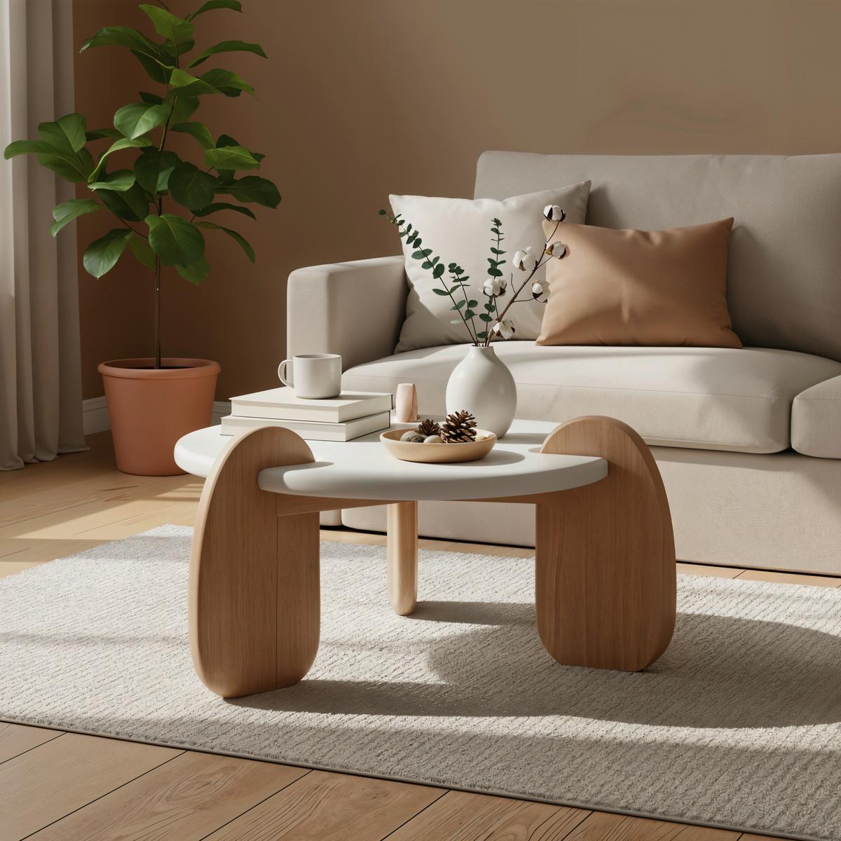 Couchtisch Naturfarben/Weiß B: 80 cm - Naturfarben/Weiß, Design, Holz/Holzwerkstoff (80/80/45cm) - MID.YOU