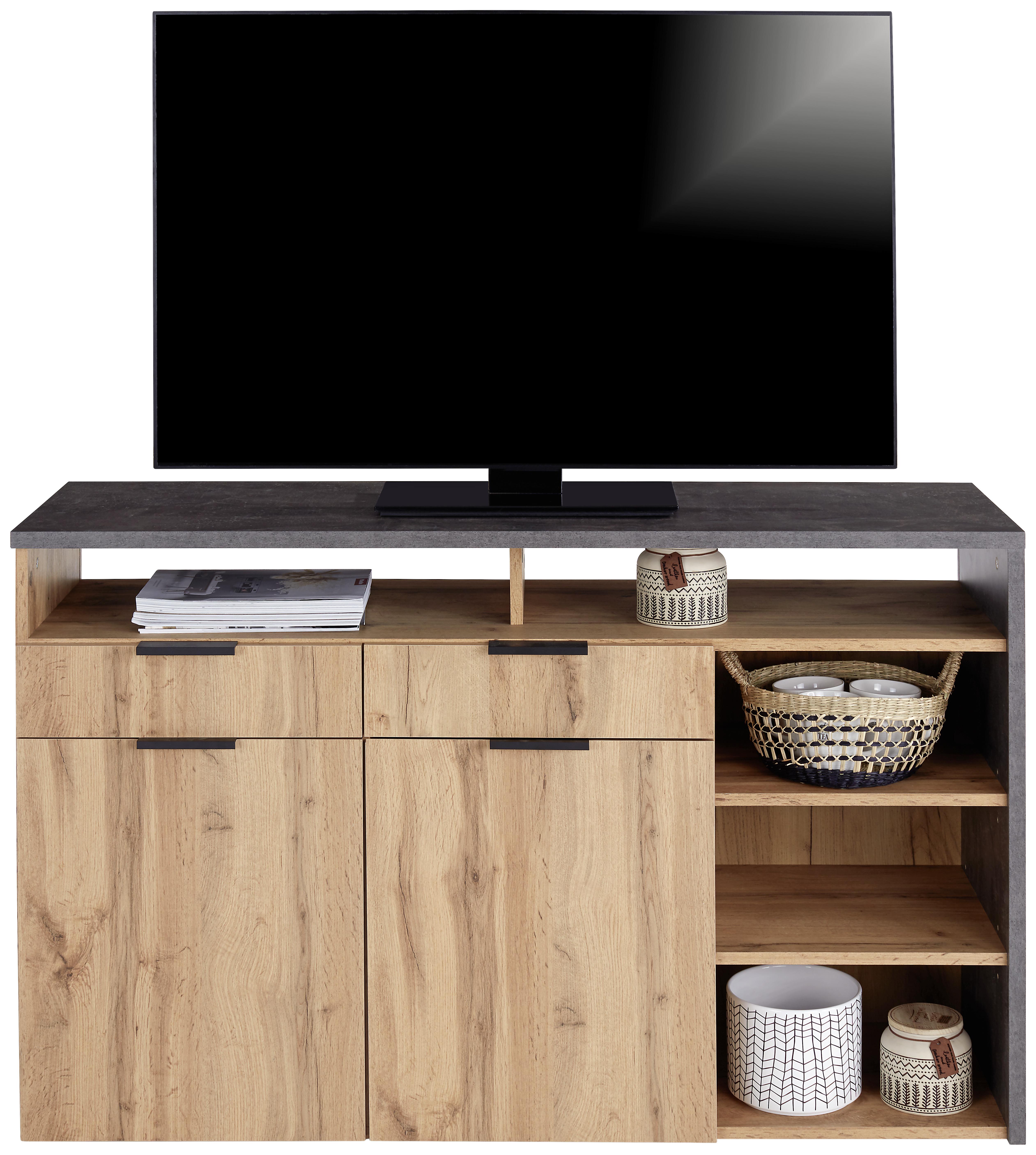 Médiaállvány Mx 146 - tölgyfa, Modern, faalapú anyag (130/80/40cm)