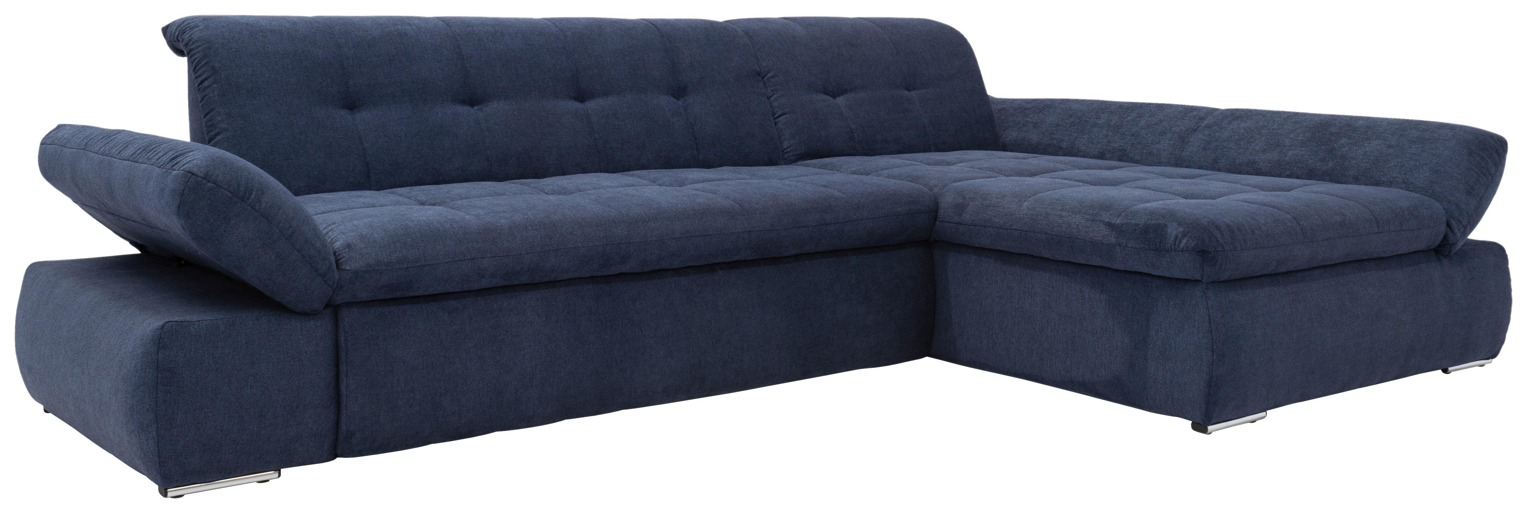 Ecksofa mit Armteilverstellung Moric Dunkelblau Mikrofaser - Chromfarben/Dunkelblau, KONVENTIONELL, Textil (300/172cm) - MID.YOU