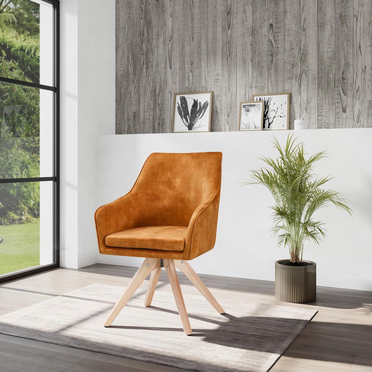 Vierfußstuhl Lisa Gold Echtholz Beine - Goldfarben/Naturfarben, KONVENTIONELL, Holz/Textil (62/83/63cm)