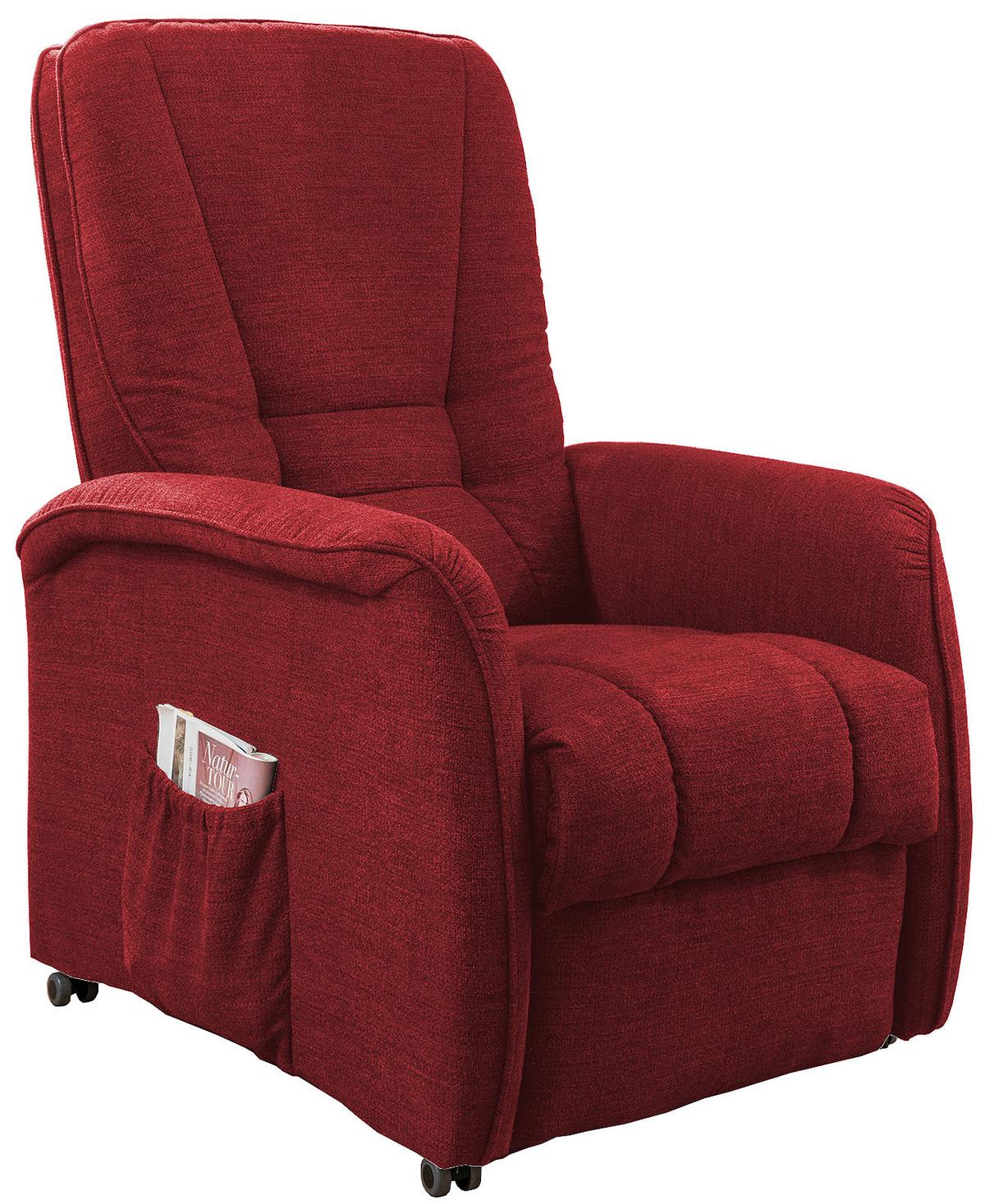 Fernsehsessel Harry Rot B: 77 Cm - Dunkelgrün/Rot, Design, Textil (77/107/88cm) - Livetastic