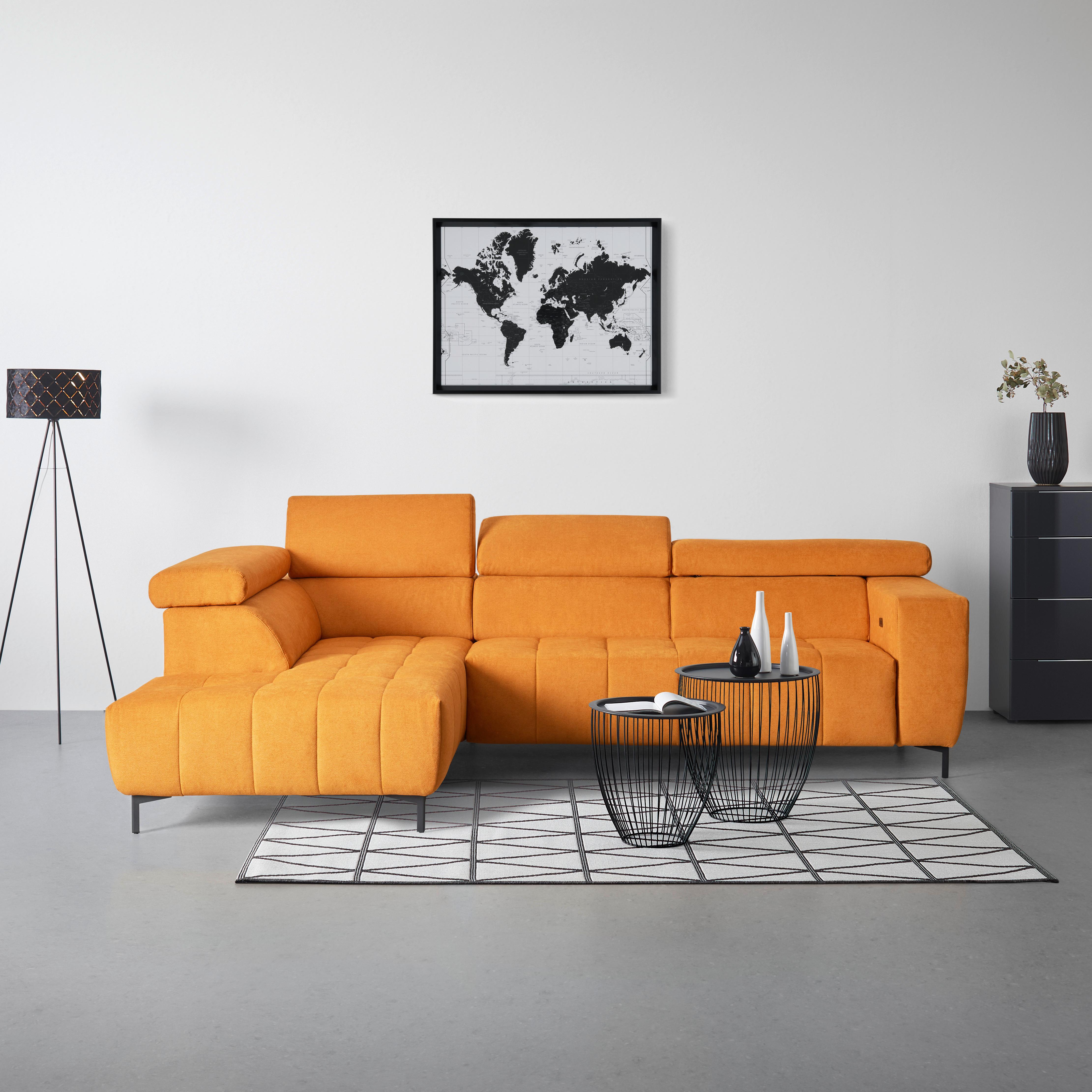 Rohová sedačka TARRAGONA, ľavá, žltá, bez výsuvu - čierna/žltá, Modern, textil (201/295cm) - Premium Living