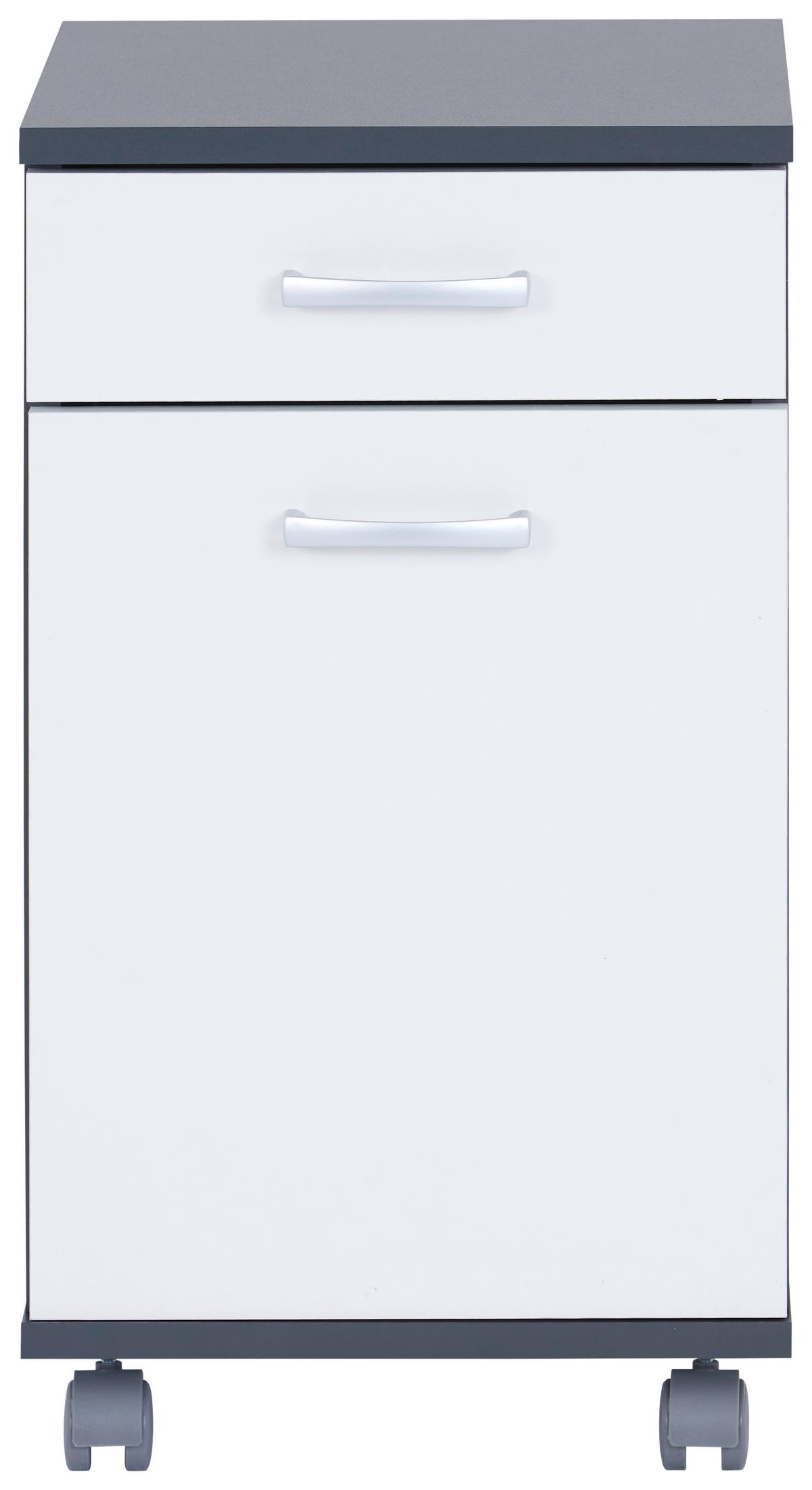 Rollcontainer Anthrazit/Weiß Rimini 33x59,5x38 cm - Anthrazit/Weiß, MODERN, Holzwerkstoff (33/59,5/38cm)