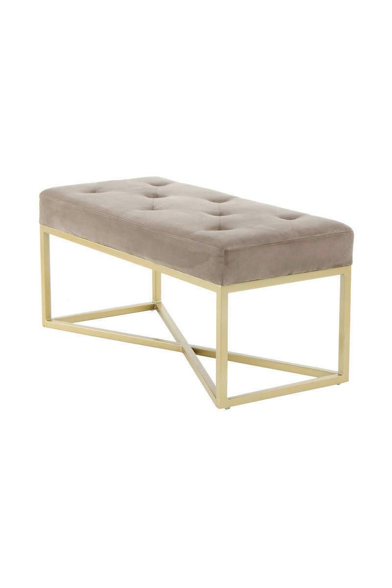 Sitzbank gep. Taupe/Goldf. Cameron B: 90 cm - Taupe/Goldfarben, Basics, Holzwerkstoff/Kunststoff (90/40/40cm) - Kayoom