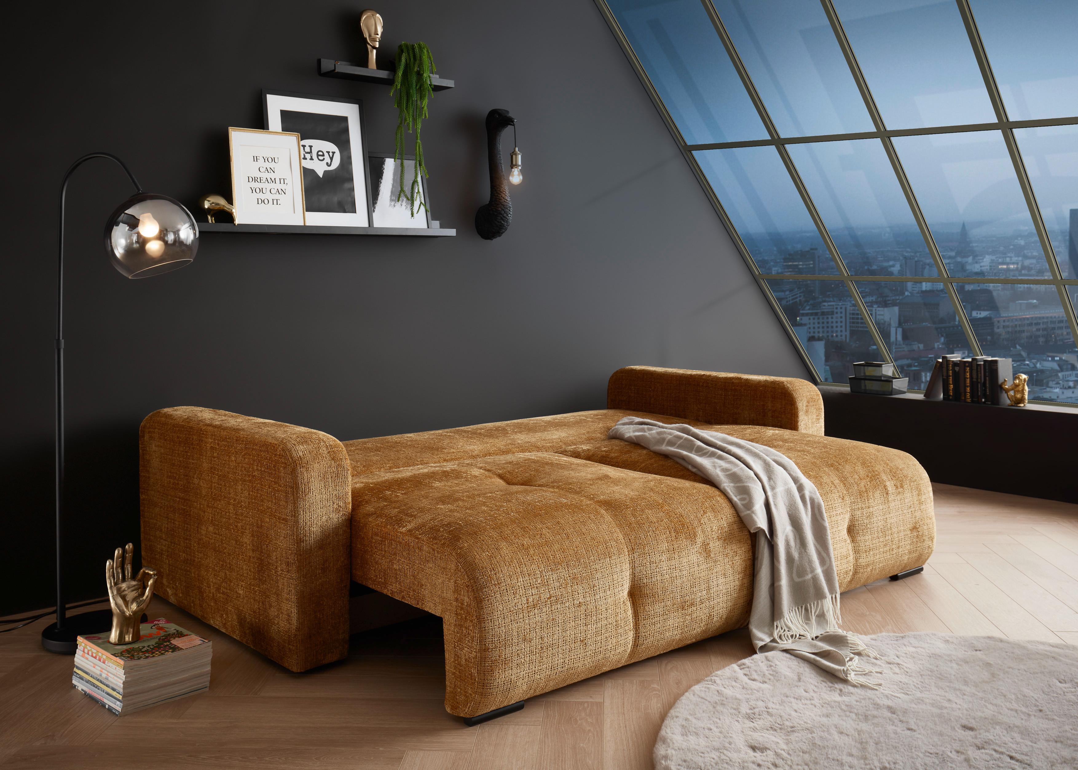 Schlafsofa Bullet Goldfarben B: 235 cm - Goldfarben/Schwarz, KONVENTIONELL, Textil (235/88/120cm) - MID.YOU