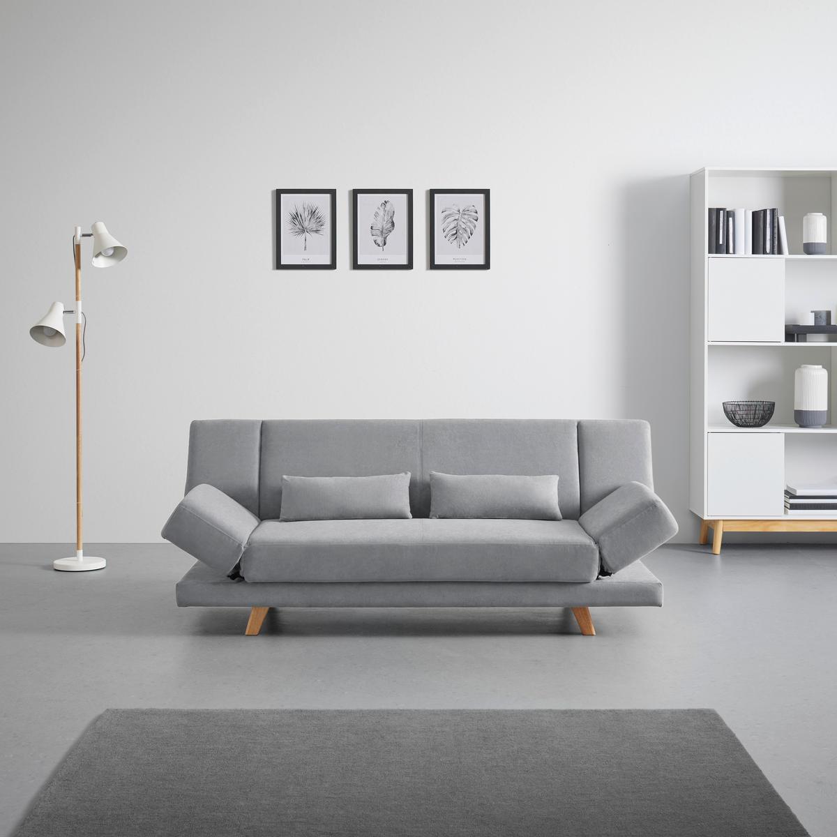 Pohovka FUNKY taupe - světle šedá/přírodní barvy, Moderní, dřevo/textil (183/73/79cm) - Bessagi Home