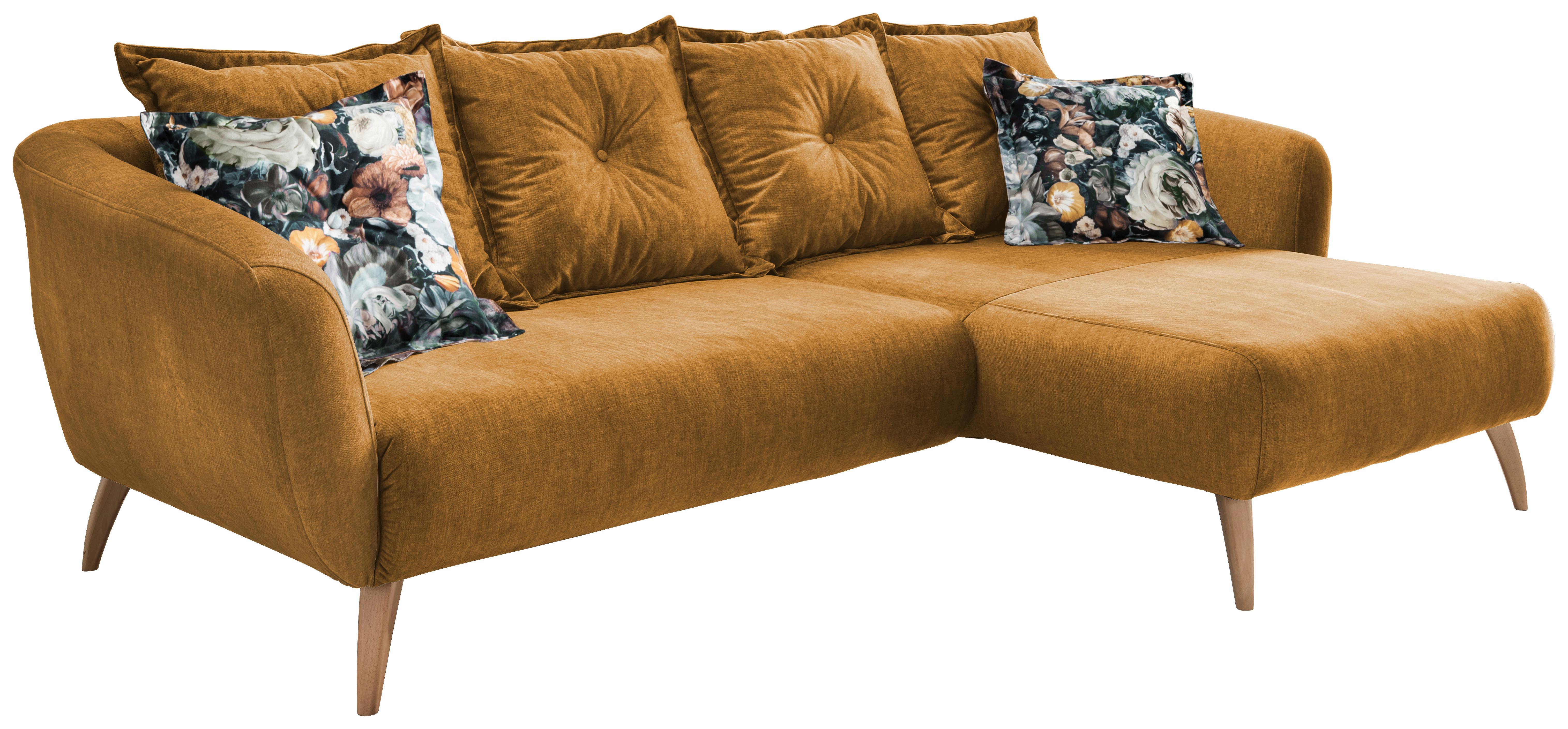Ecksofa Baggio Gelb S: 277/162 cm - Gelb/Buchefarben, MODERN, Holz/Textil (277/162cm) - Livetastic