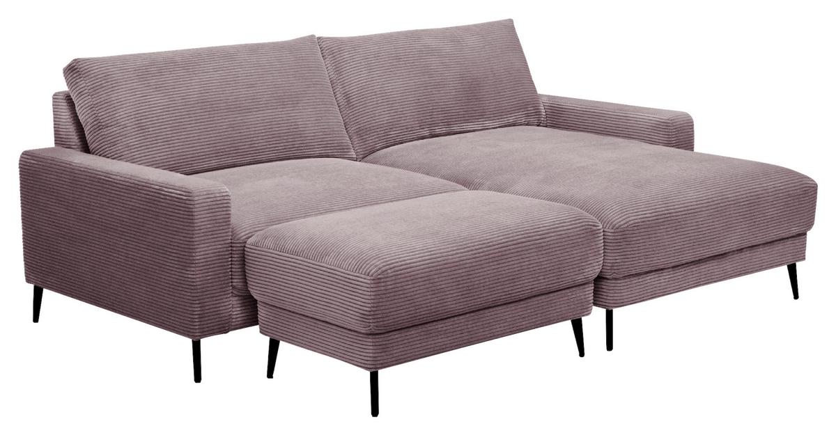 Univerzálna sedačka CORA, staroružový menčester - čierna/staroružová, Modern, kov/drevo (223/86/161cm) - Mömax