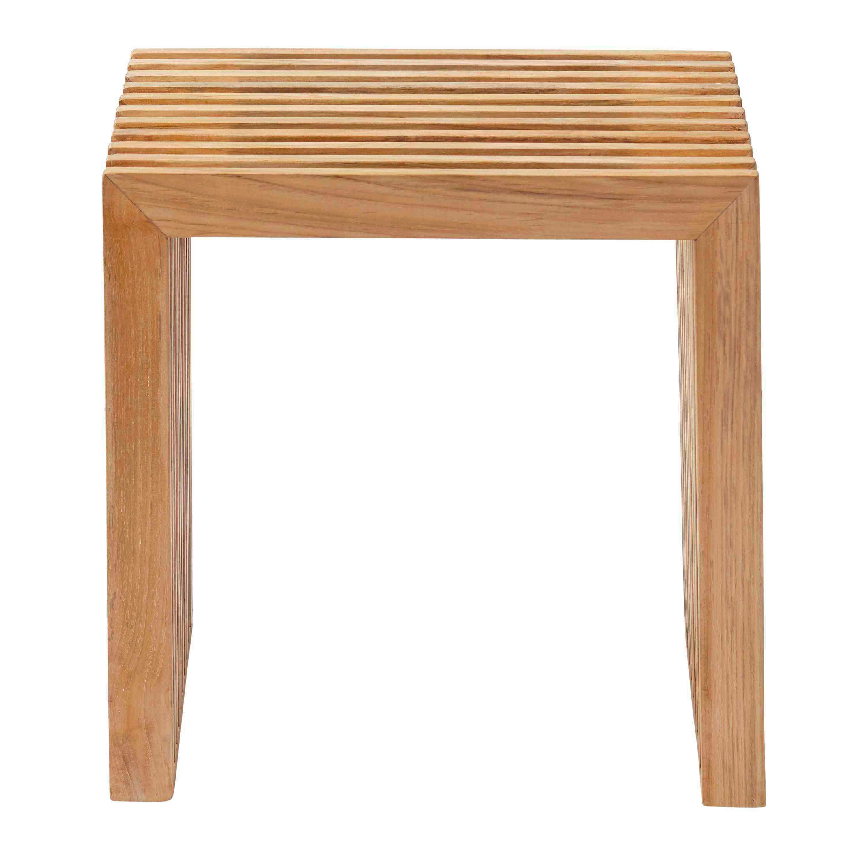 HOCKER RIB - Teakfarben, KONVENTIONELL, Holz (45/43/35cm) - MID.YOU