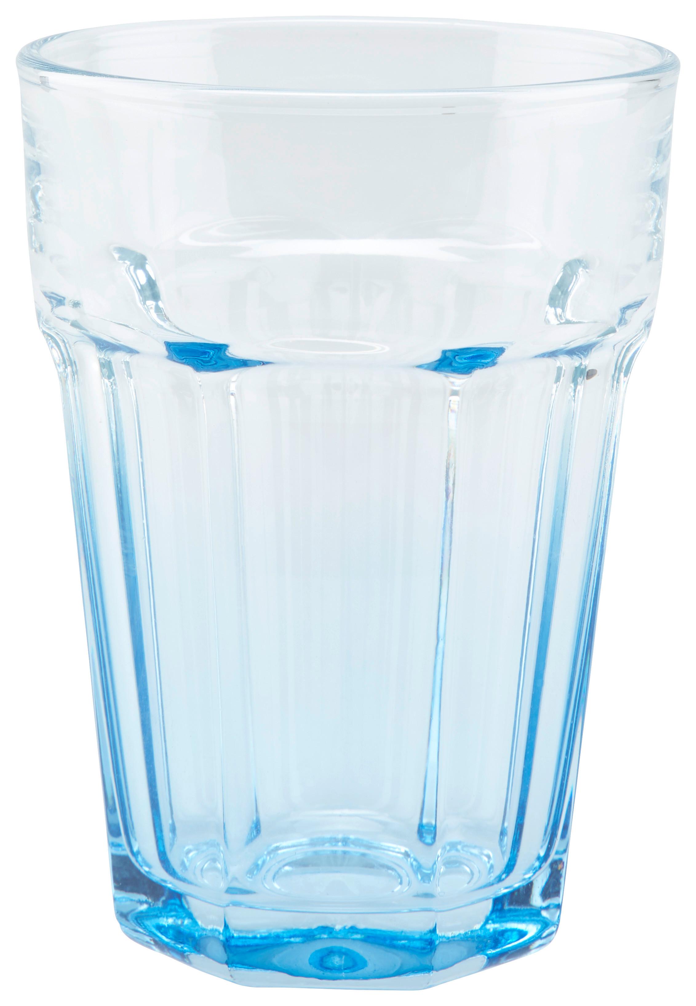 Trinkglas Blau Maren ca. 400 ml - Blau/Klar, Glas (9,2/12,8cm) - Luca Bessoni